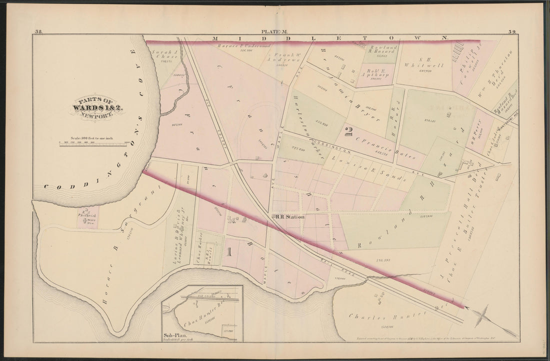 This old map of Newport, Rhode Island, was created by Hopkins, Griffith Morgan in 1876
