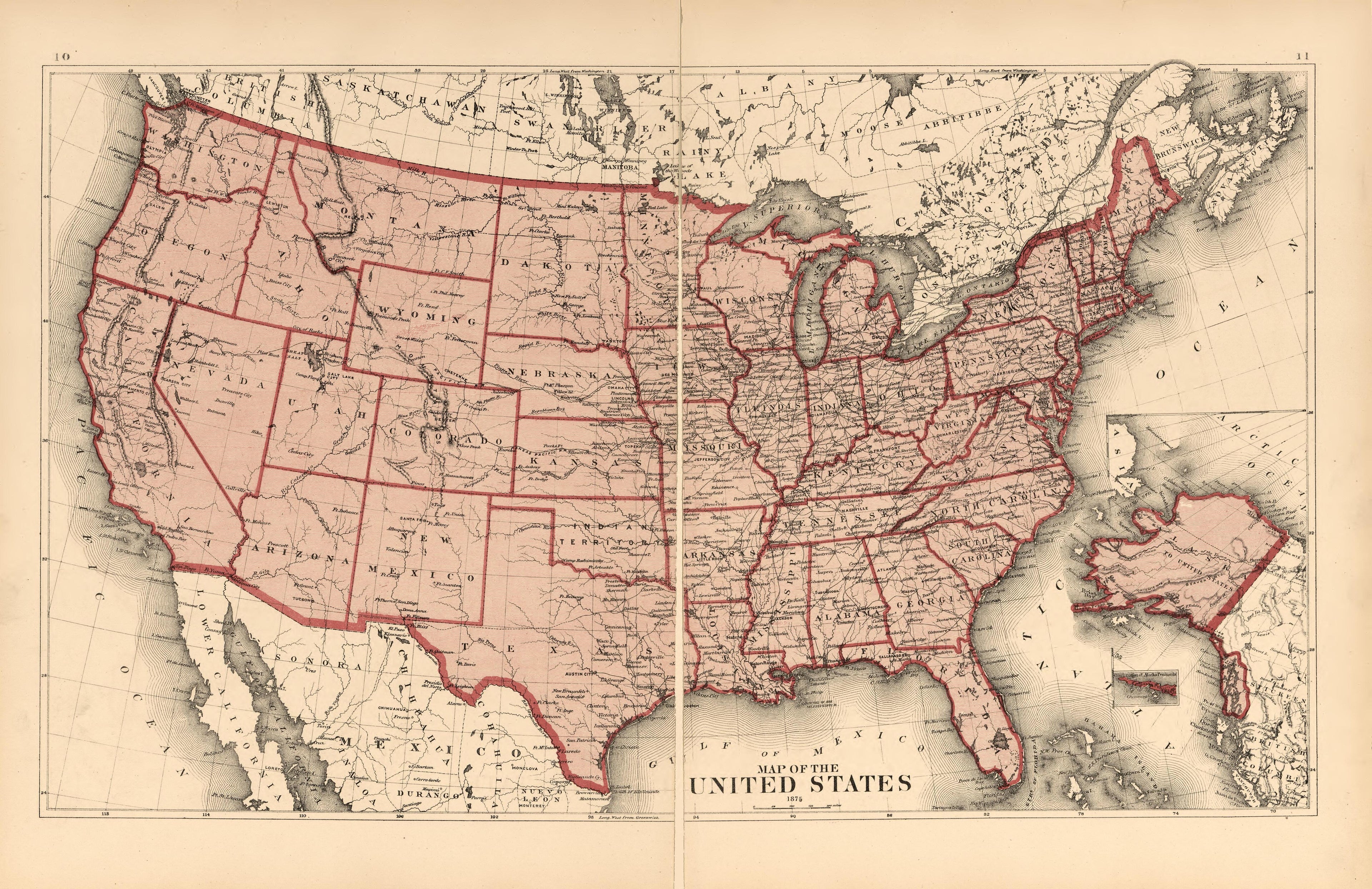Map of the United States from County Atlas of Sullivan, New York 1875 by Relic Map Company
