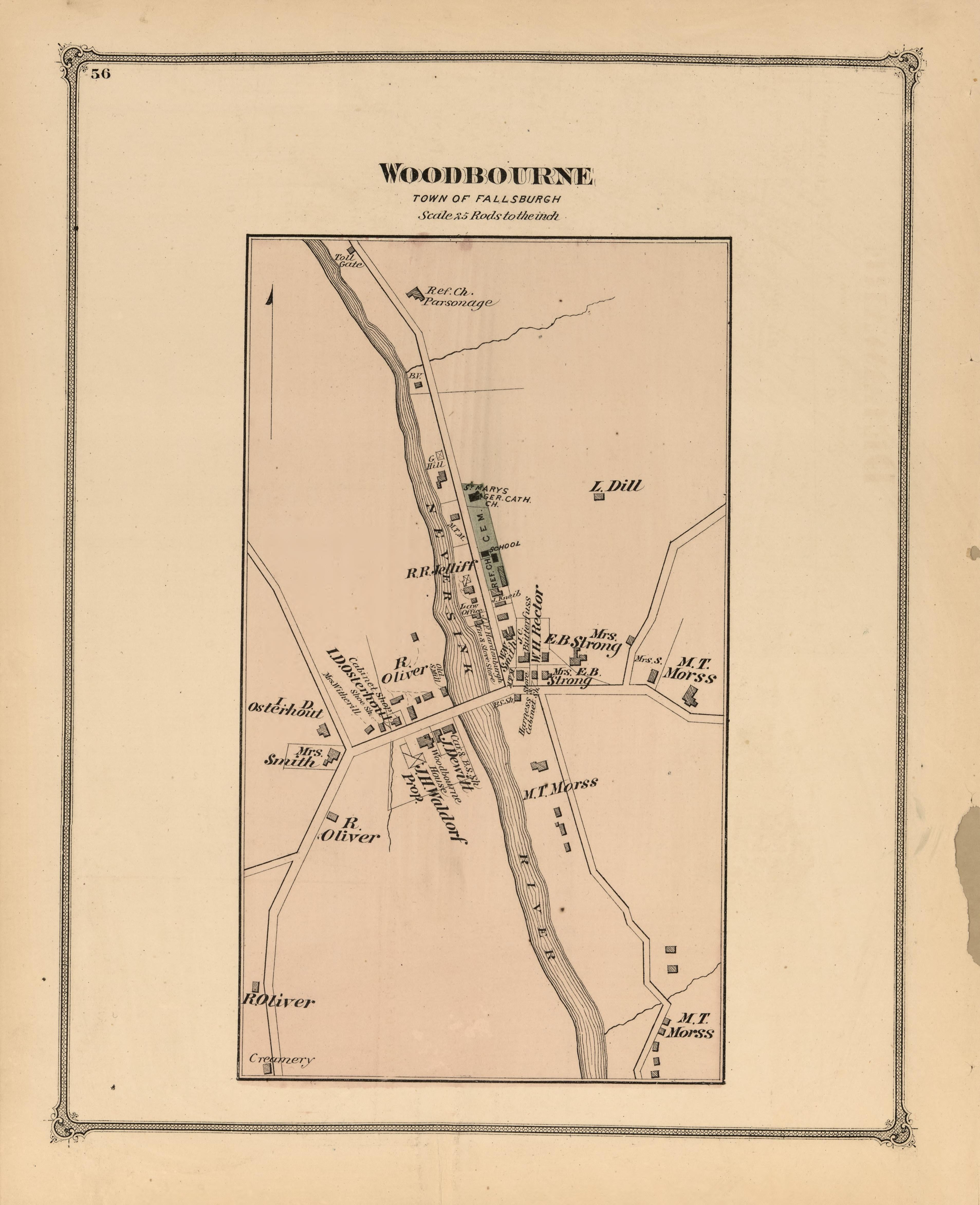 Woodbourne from County Atlas of Sullivan, New York 1875 by Relic Map Company
