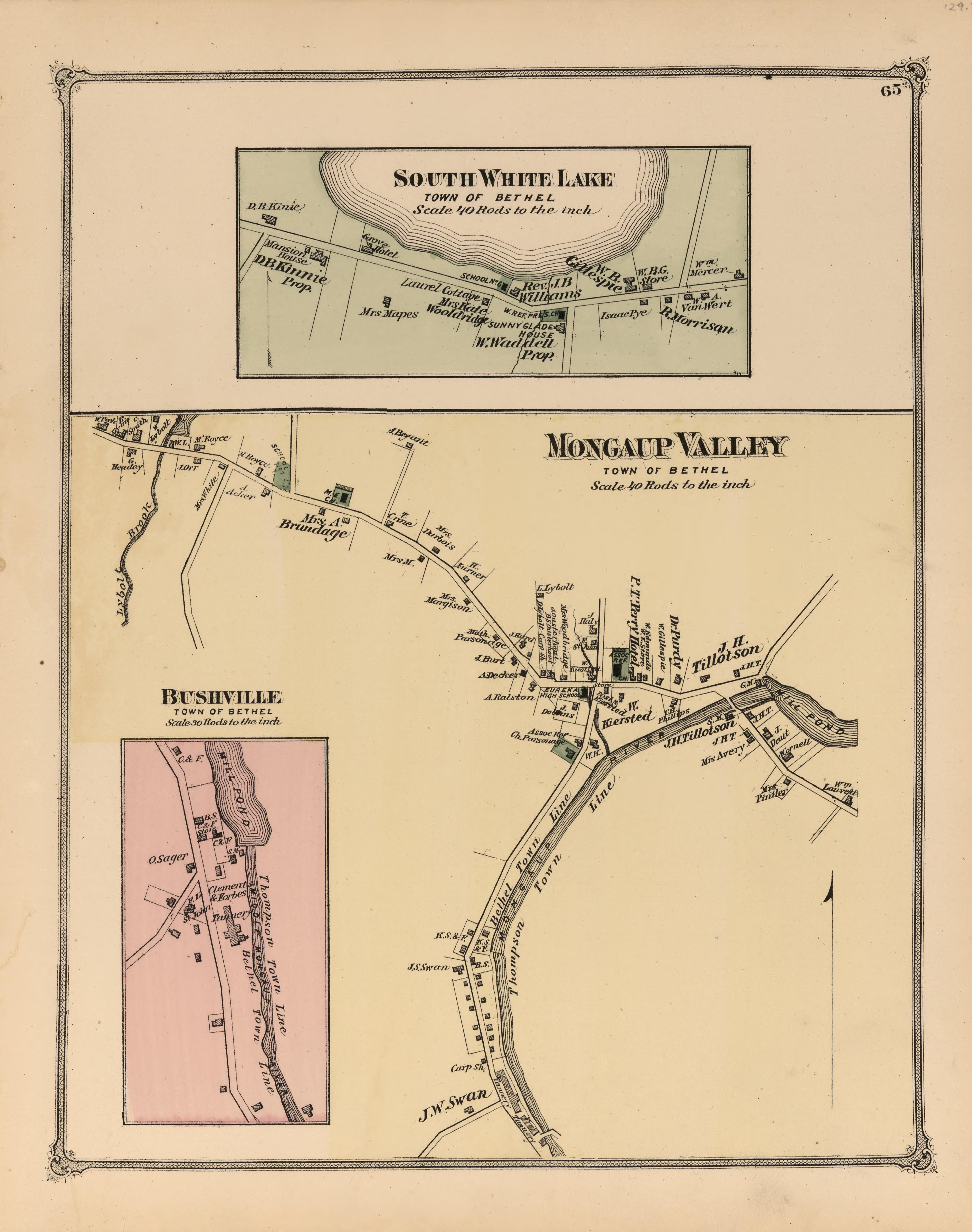 South White Lake, Mongaup Valley from County Atlas of Sullivan, New York 1875 by Relic Map Company