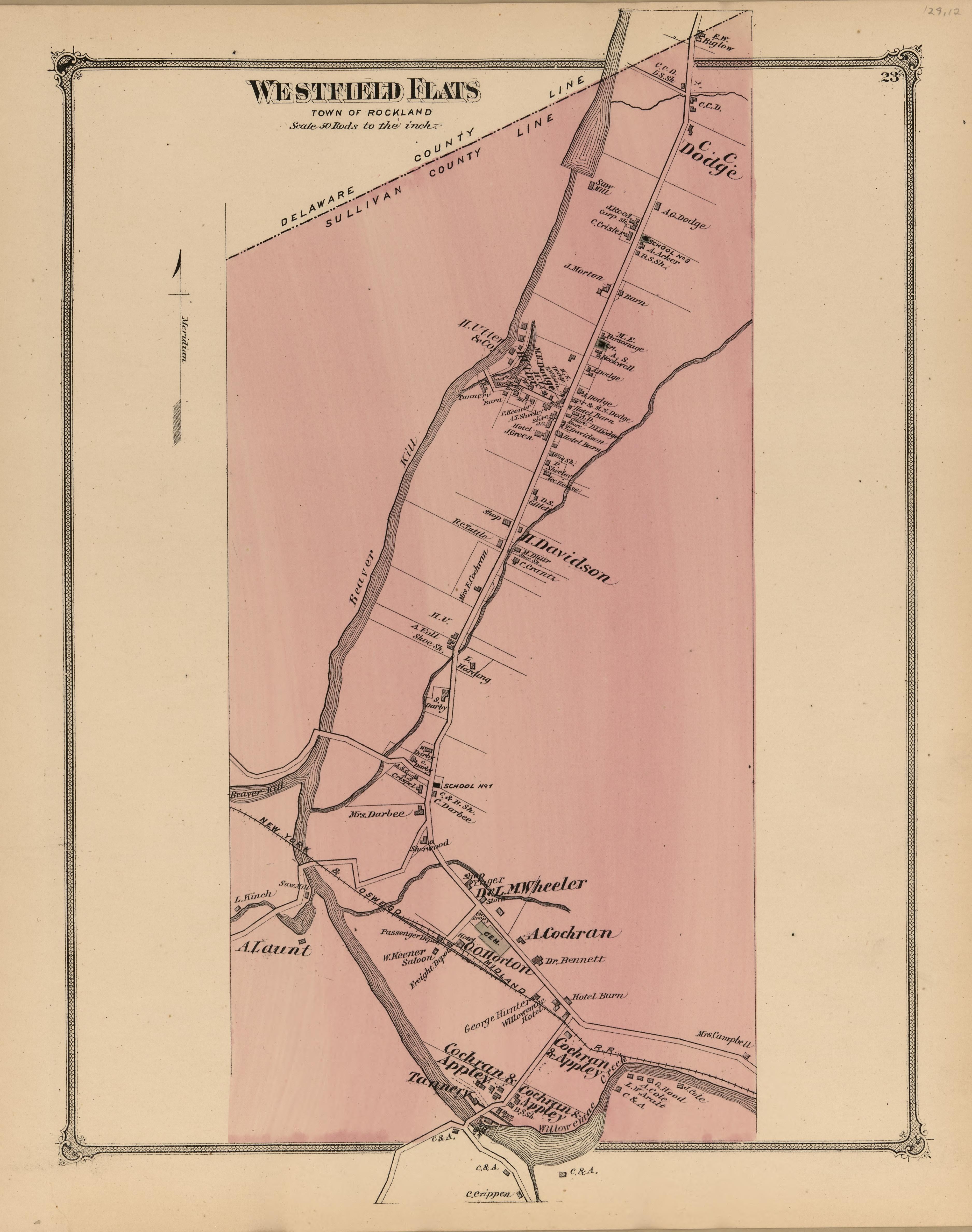 Westfield Flats from County Atlas of Sullivan, New York 1875 by Relic Map Company