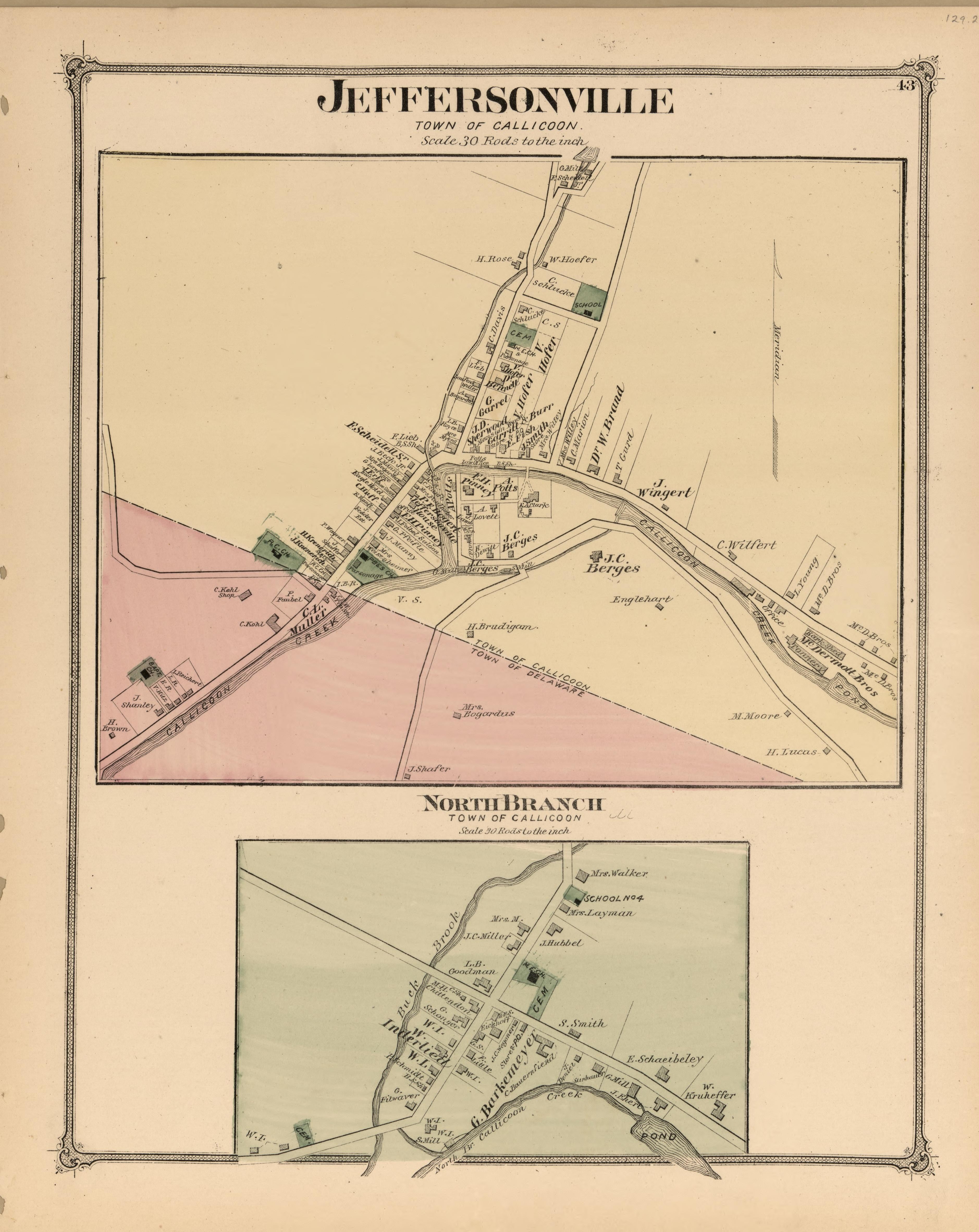Jeffersonville, North Branch from County Atlas of Sullivan, New York 1875 by Relic Map Company