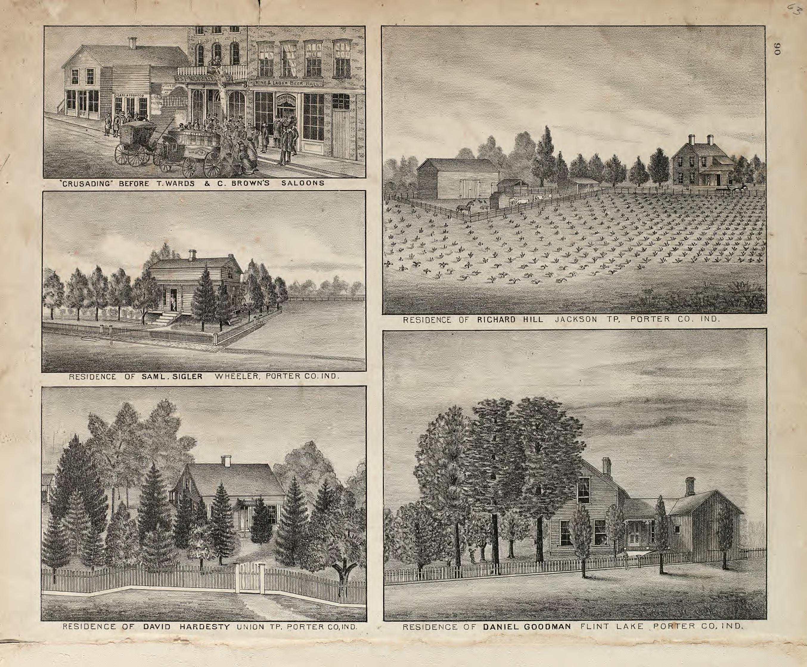 Views - 5 from Illustrated Historical Atlas of Porter County, Indiana 1876 by Relic Map Company