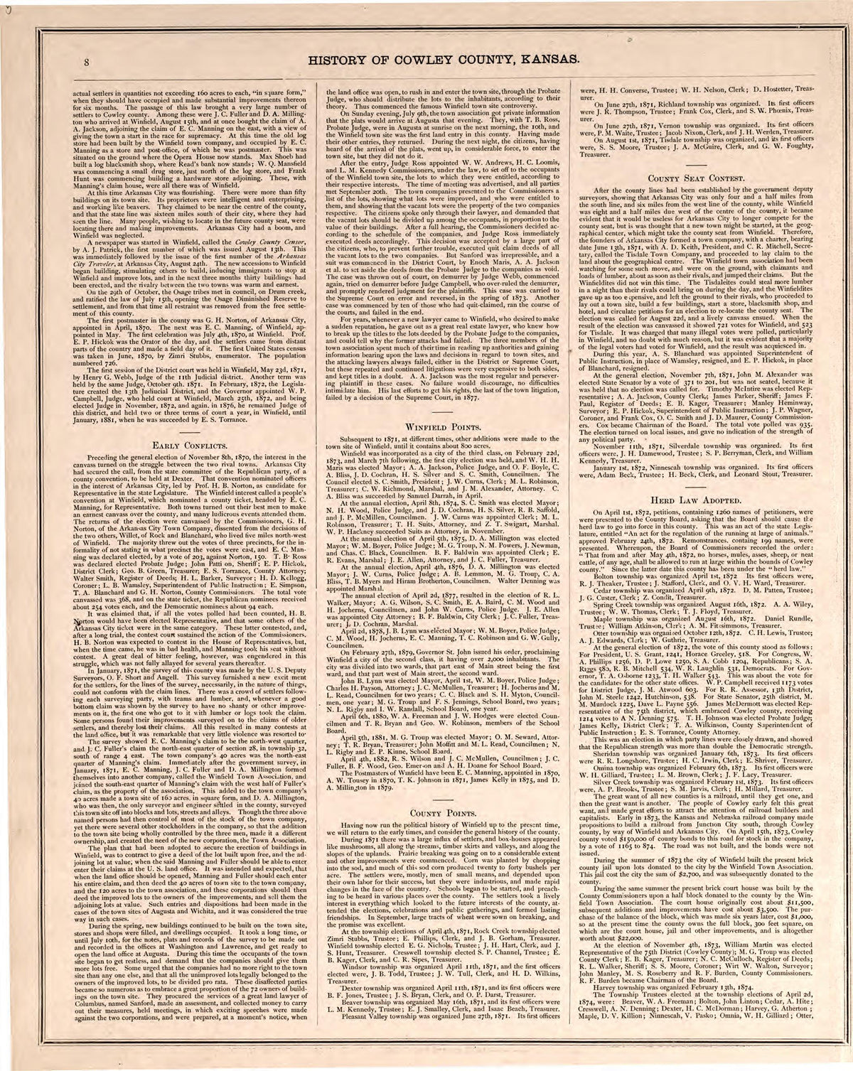 History of Crowley County, P. 2 from Historical Atlas of Cowley County, Kansas 1882 by Relic Map Company