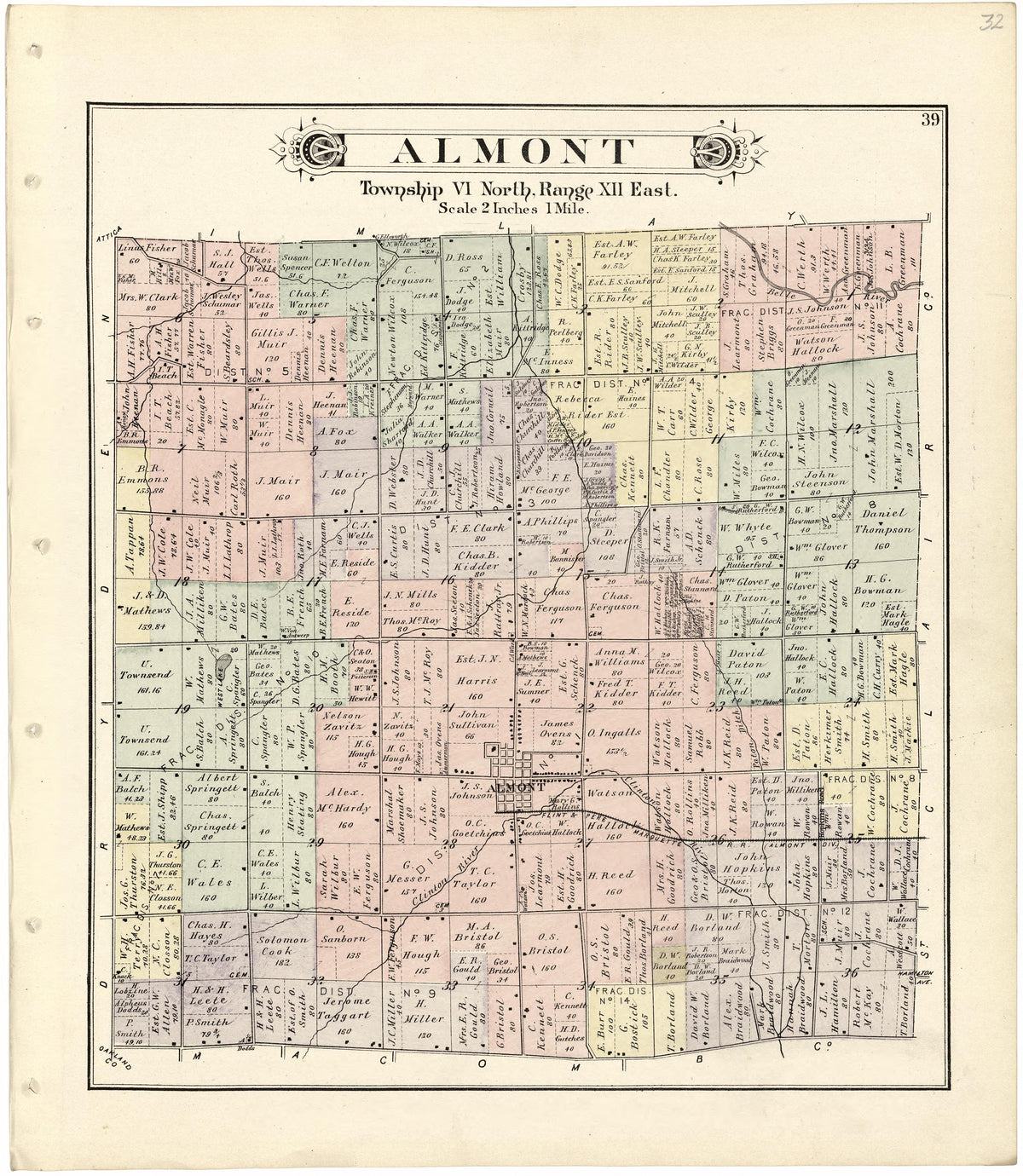 Almont from Atlas and Directory of Lapeer County, Michigan 1893 by Relic Map Company