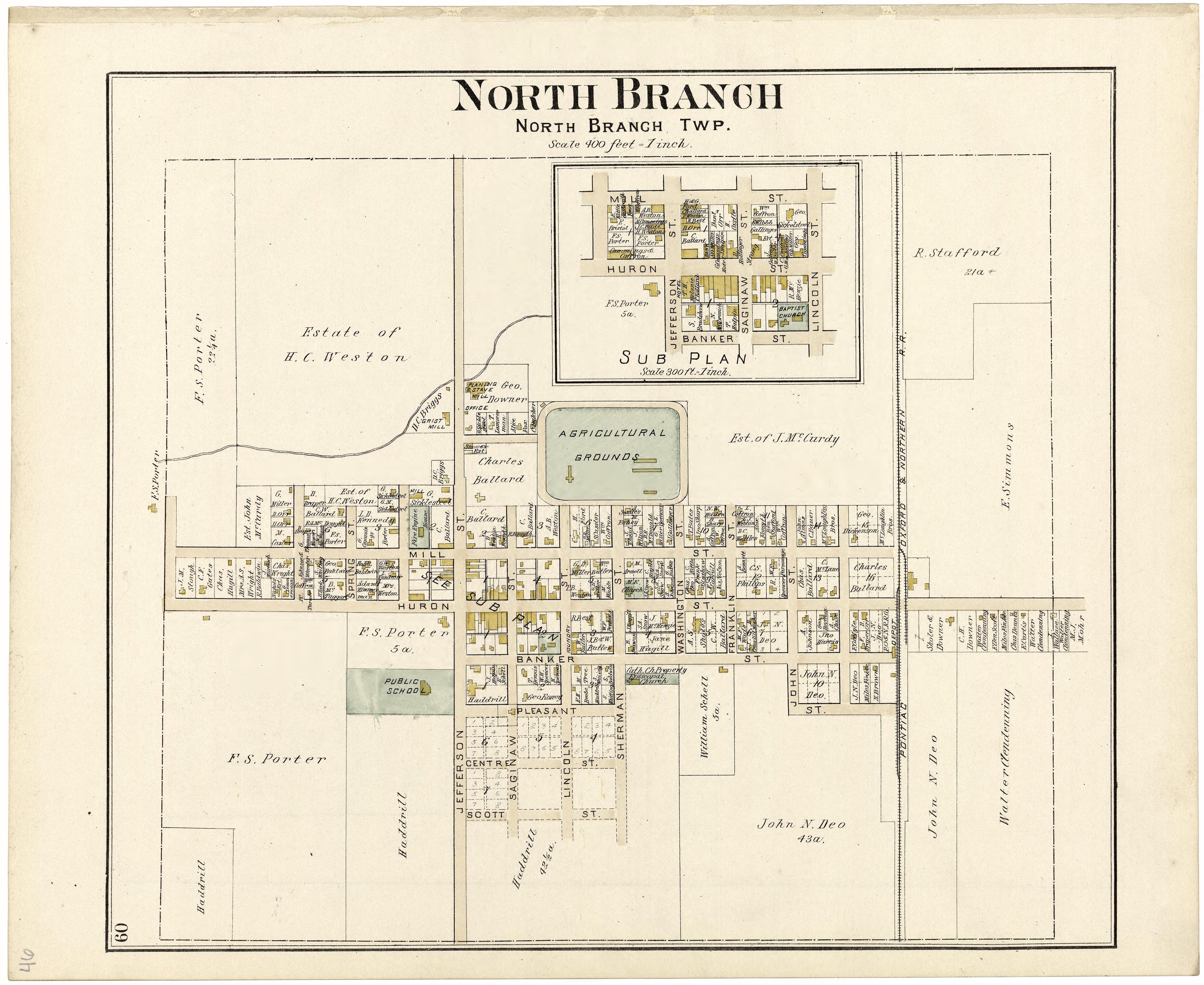 North Branch from Atlas and Directory of Lapeer County, Michigan 1893 by Relic Map Company