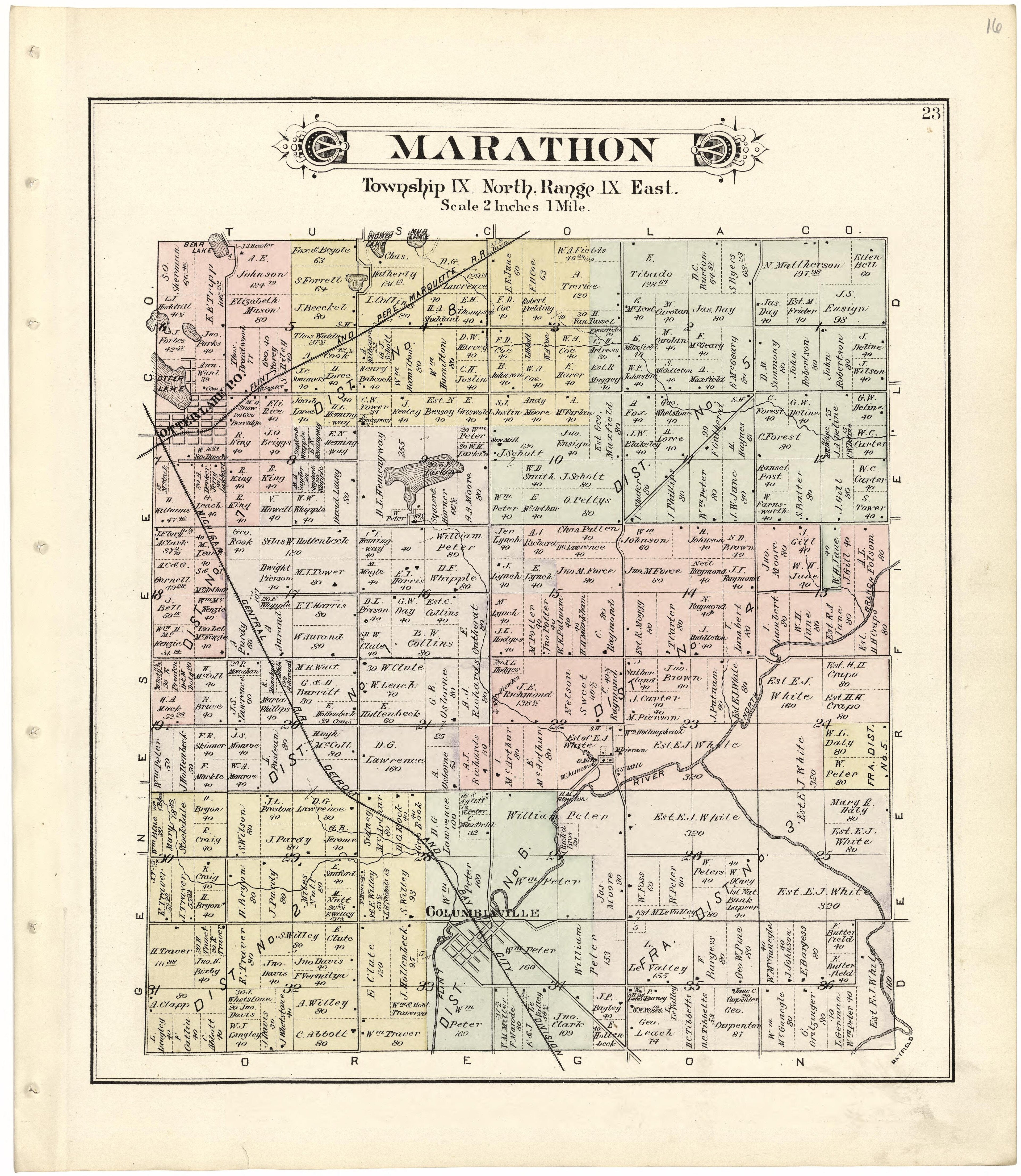 Marathon from Atlas and Directory of Lapeer County, Michigan 1893 by Relic Map Company