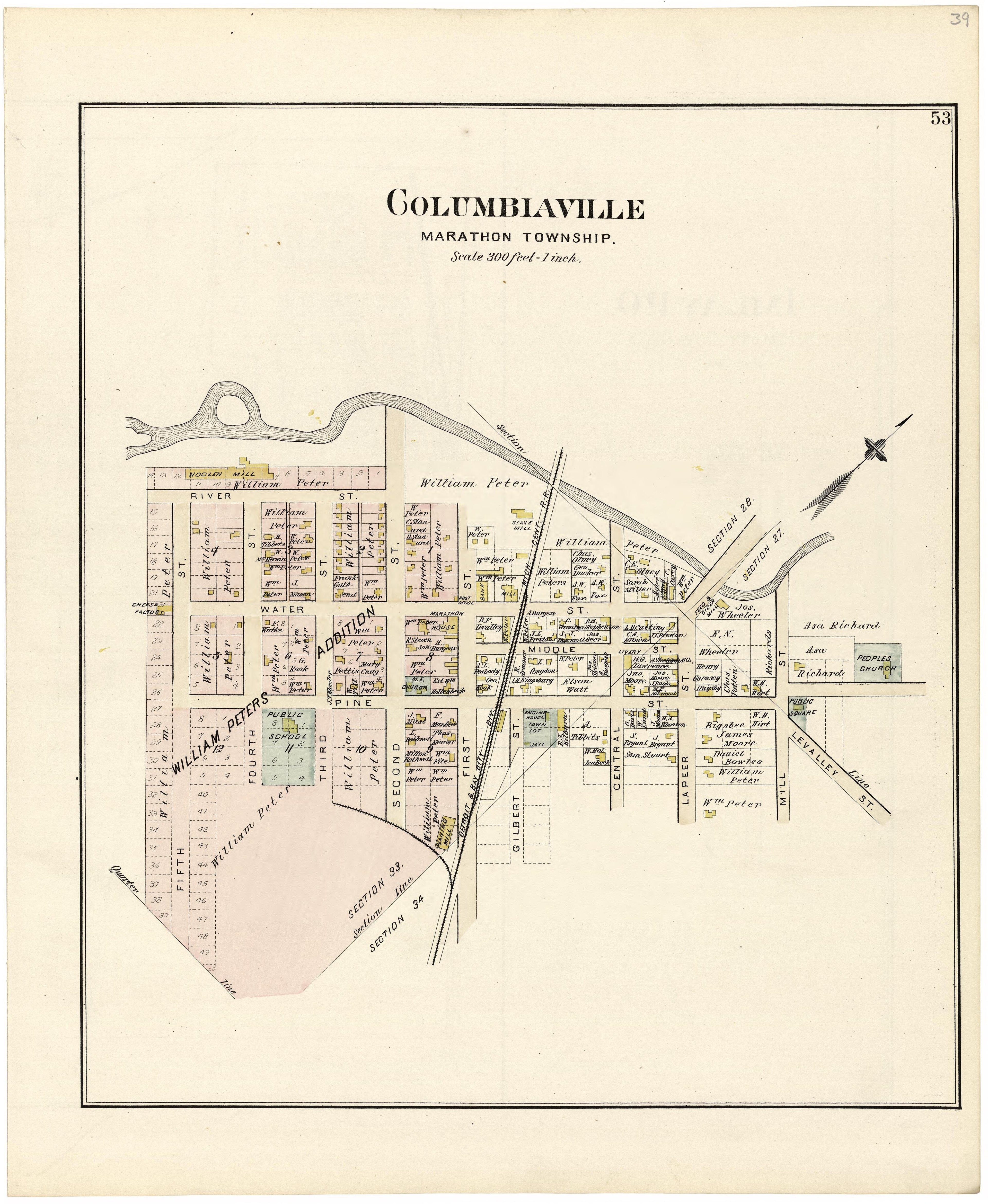 Columbiaville from Atlas and Directory of Lapeer County, Michigan 1893 by Relic Map Company