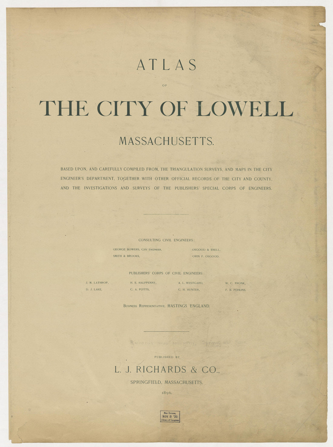 This old map of Boston, Lowell, Massachusetts, was created by Richards Map Company in 1896