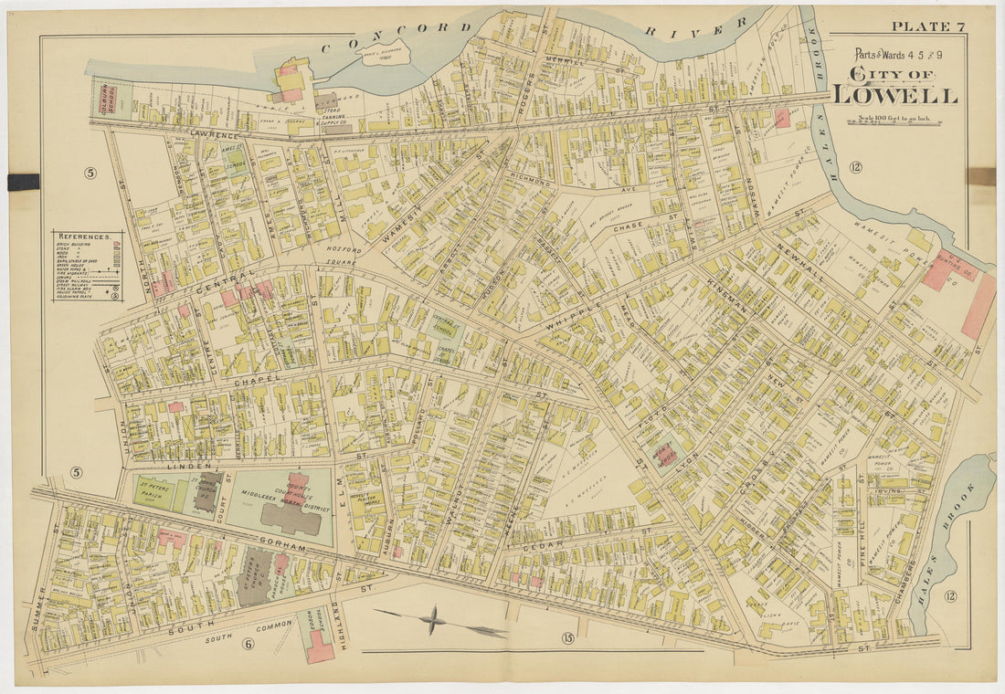 This old map of Boston, Lowell, Massachusetts, was created by Richards Map Company in 1896