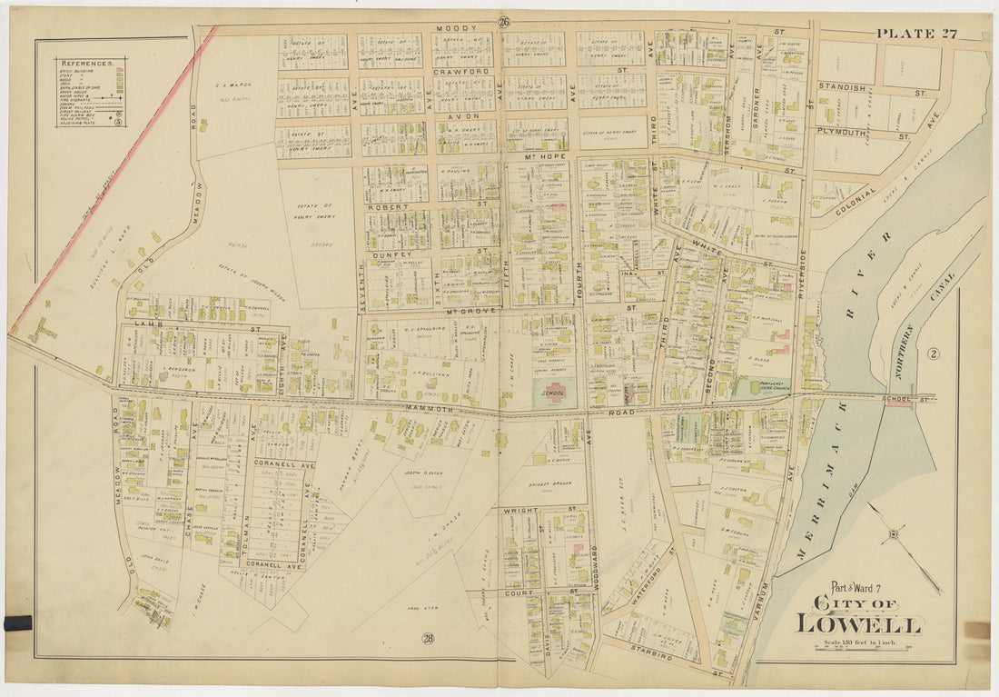 This old map of Boston, Lowell, Massachusetts, was created by Richards Map Company in 1896