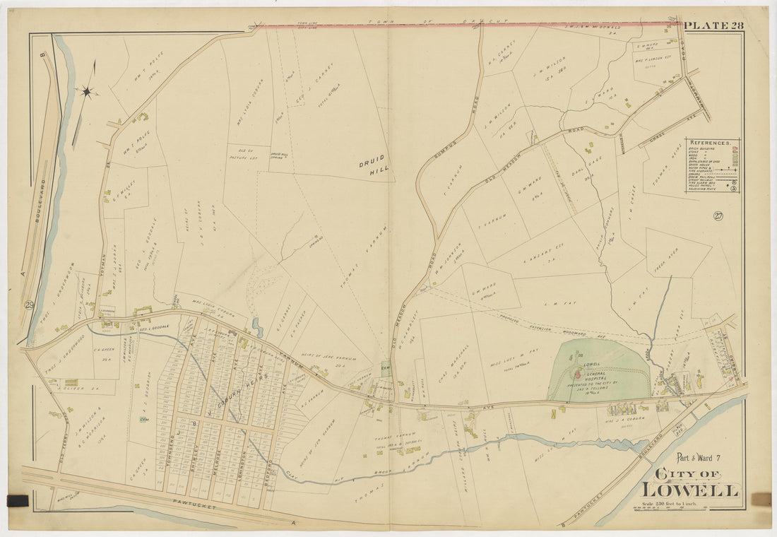 This old map of Boston, Lowell, Massachusetts, was created by Richards Map Company in 1896
