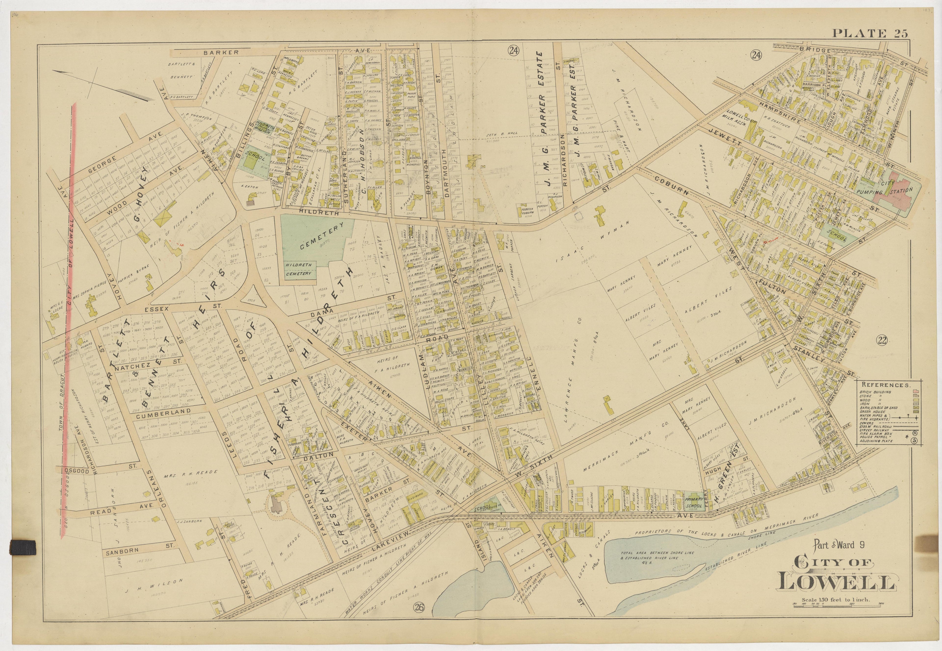 This old map of Boston, Lowell, Massachusetts, was created by Richards Map Company in 1896