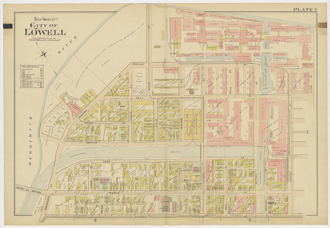 This old map of Boston, Lowell, Massachusetts, was created by Richards Map Company in 1896