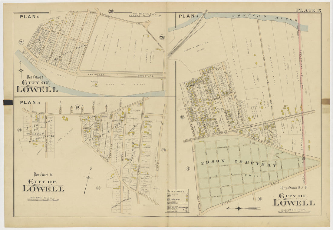 This old map of Boston, Lowell, Massachusetts, was created by Richards Map Company in 1896