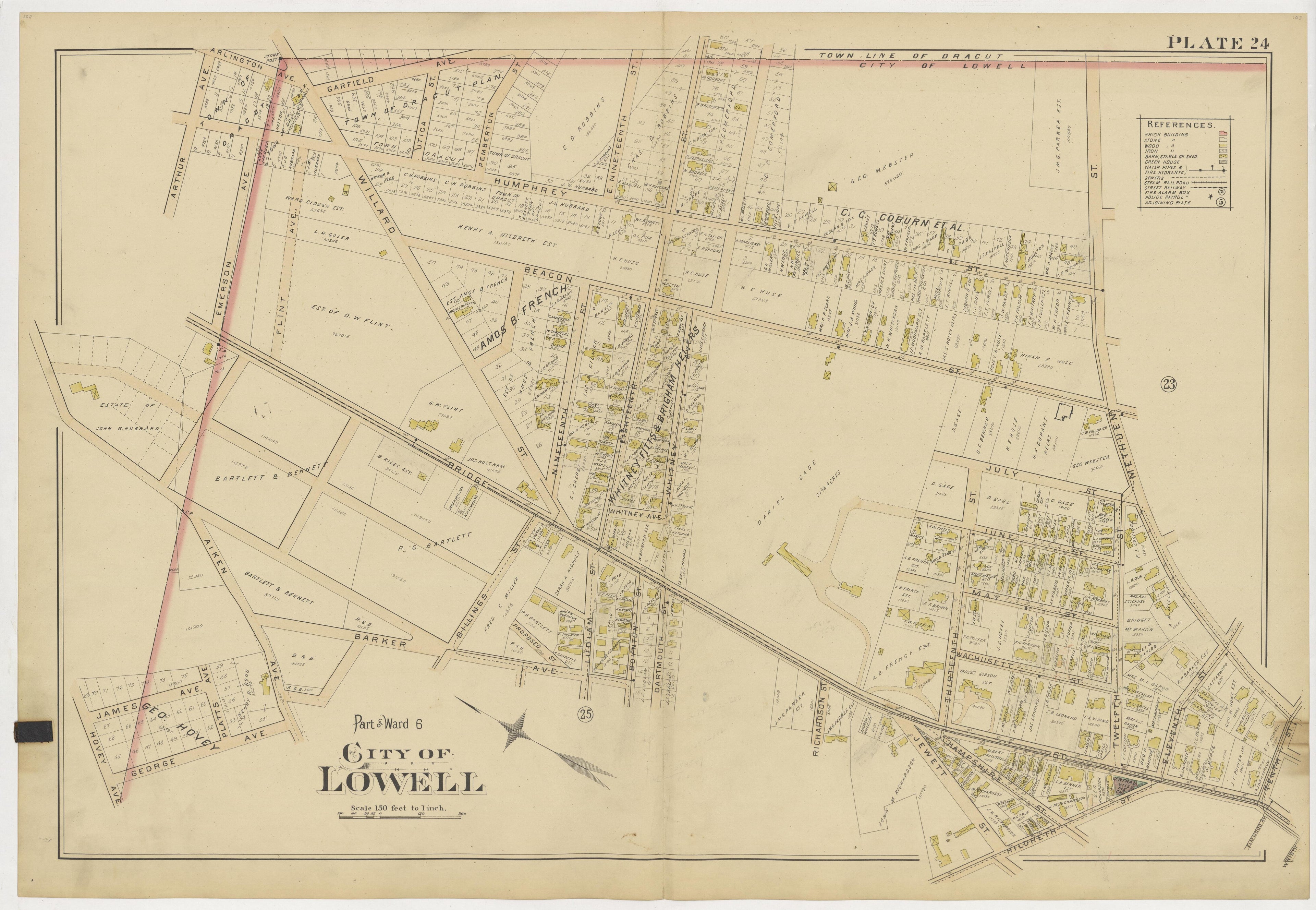 This old map of Boston, Lowell, Massachusetts, was created by Richards Map Company in 1896