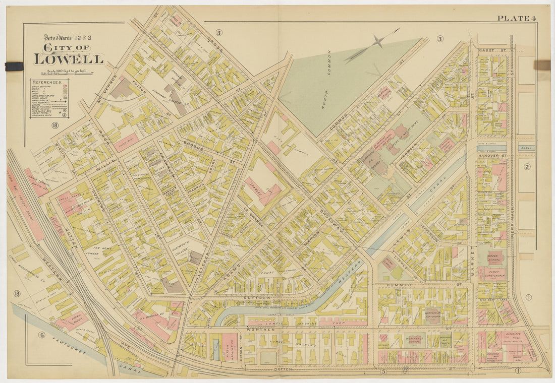 This old map of Boston, Lowell, Massachusetts, was created by Richards Map Company in 1896