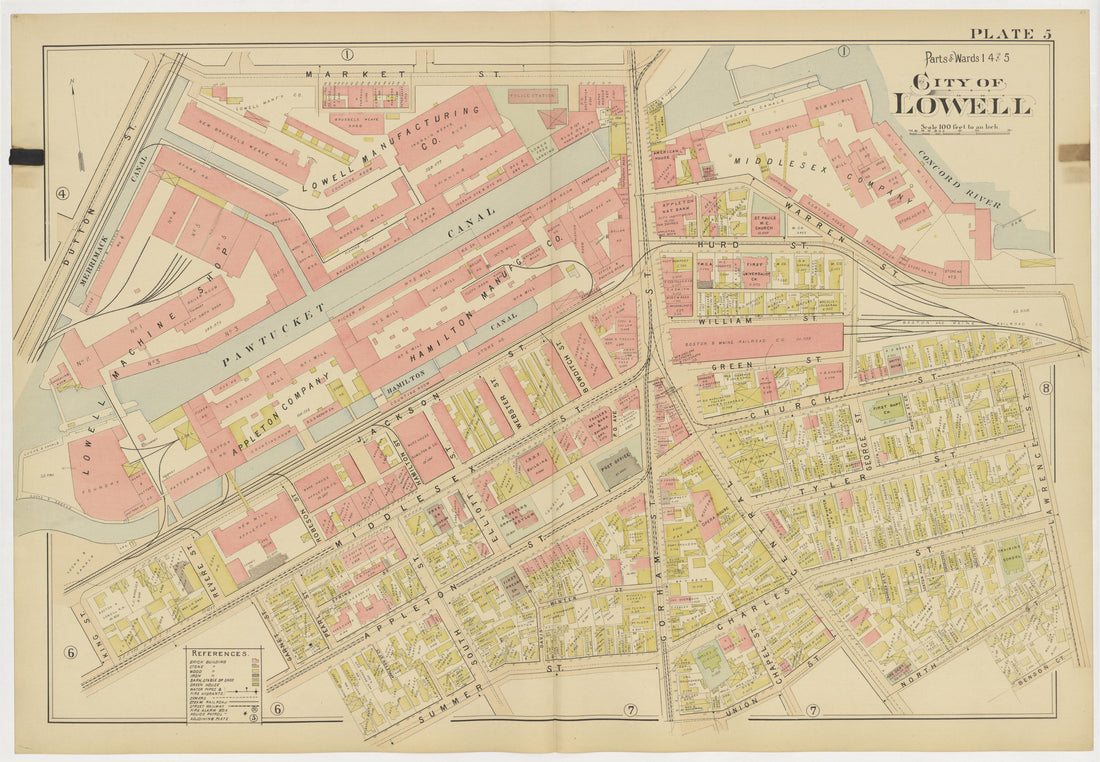 This old map of Boston, Lowell, Massachusetts, was created by Richards Map Company in 1896