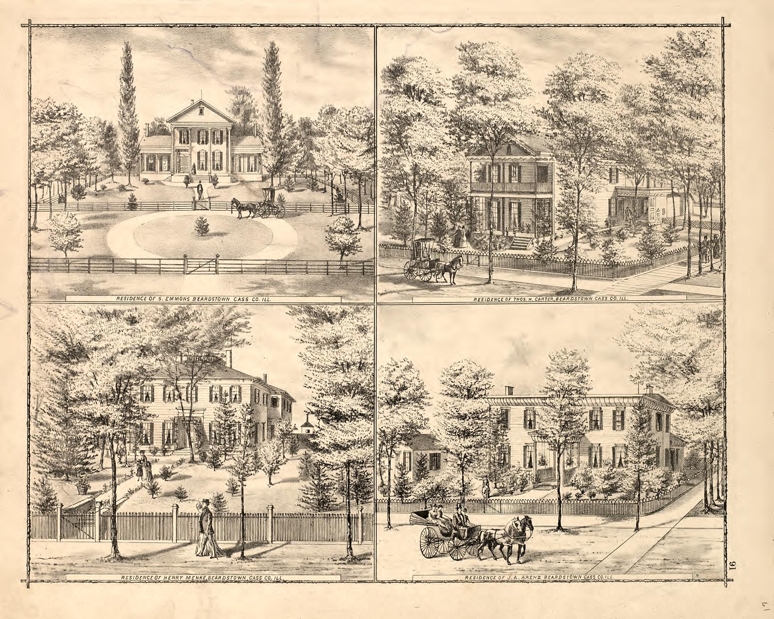 Views - 4 from Illustrated Atlas Map of Cass County, Illinois : Carefully Compiled from Personal Examinations and Surveys 1874 by Relic Map Company