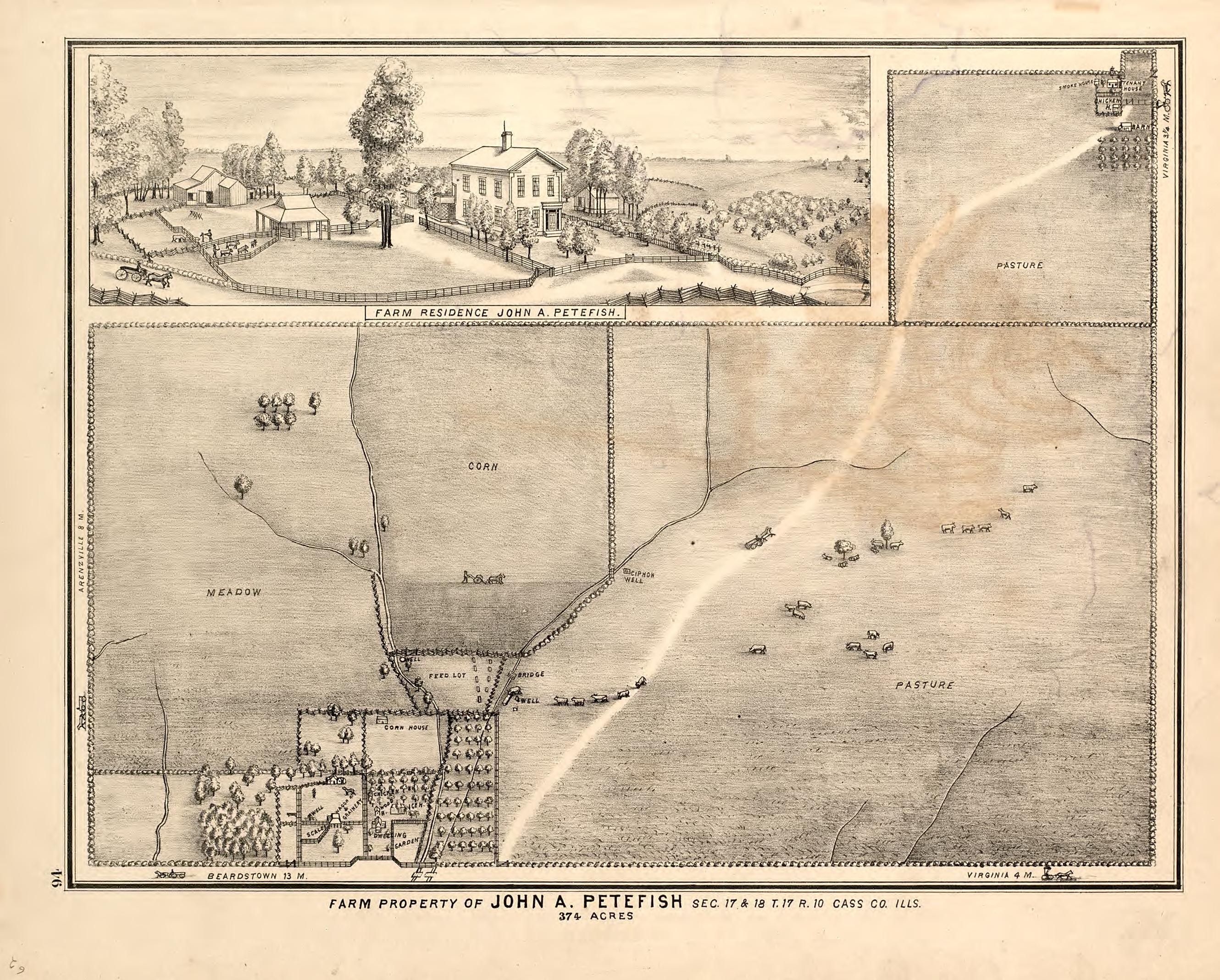 Views - 3 from Illustrated Atlas Map of Cass County, Illinois : Carefully Compiled from Personal Examinations and Surveys 1874 by Relic Map Company