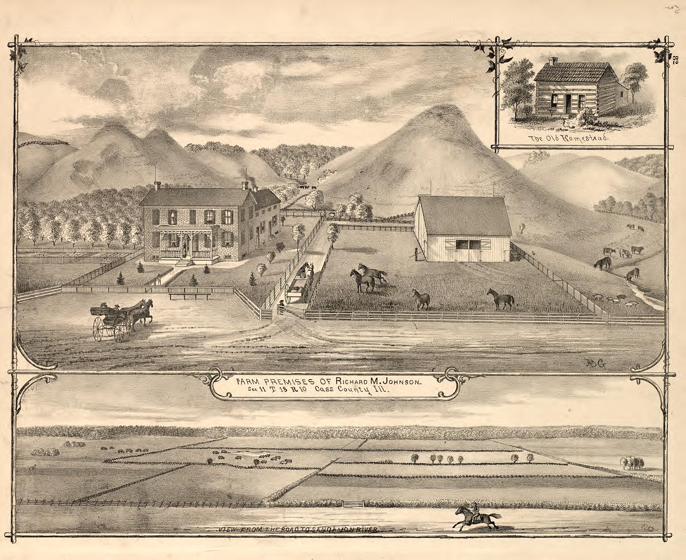 Views - 2 from Illustrated Atlas Map of Cass County, Illinois : Carefully Compiled from Personal Examinations and Surveys 1874 by Relic Map Company