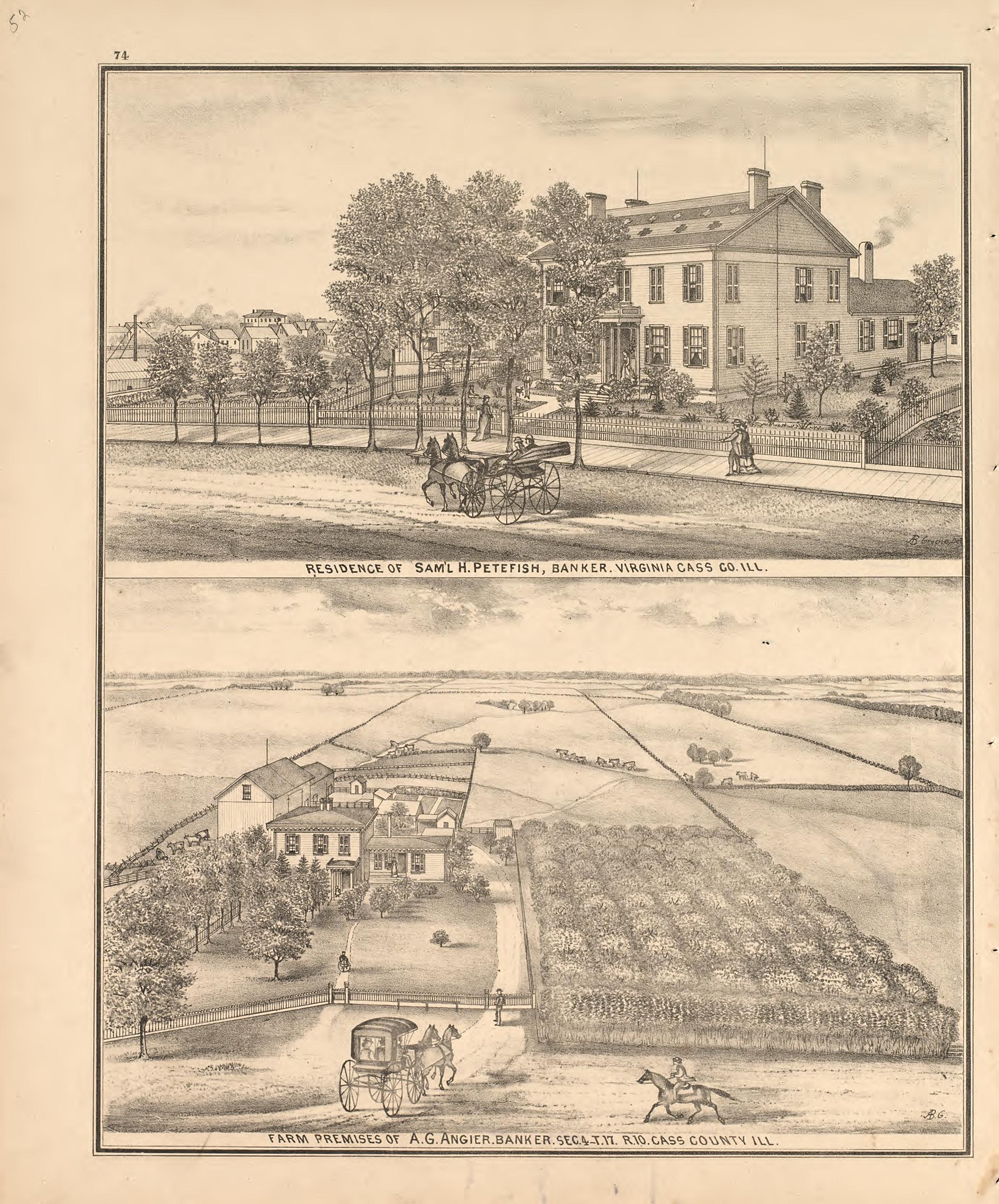 Views - 2 from Illustrated Atlas Map of Cass County, Illinois : Carefully Compiled from Personal Examinations and Surveys 1874 by Relic Map Company