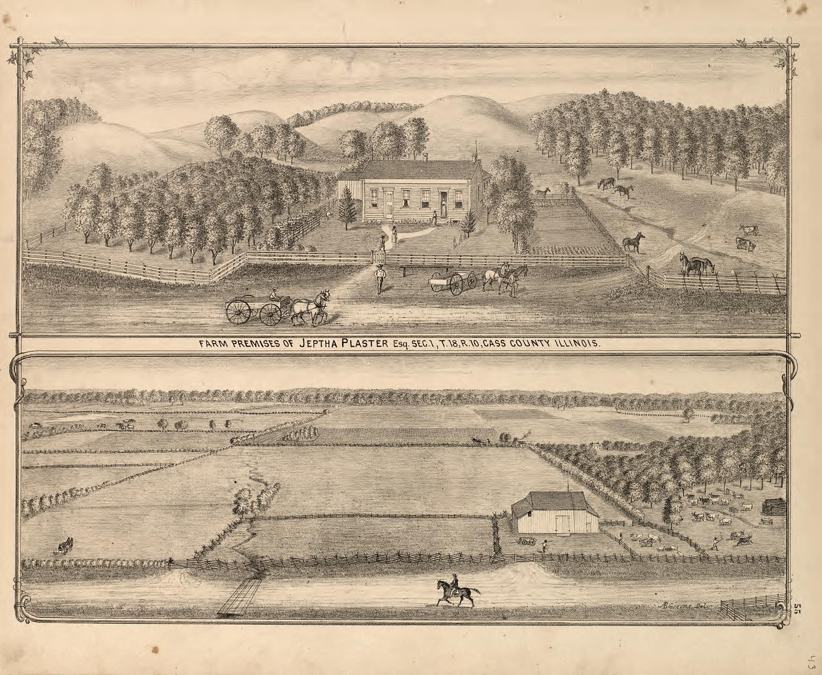 Views - 6 from Illustrated Atlas Map of Cass County, Illinois : Carefully Compiled from Personal Examinations and Surveys 1874 by Relic Map Company