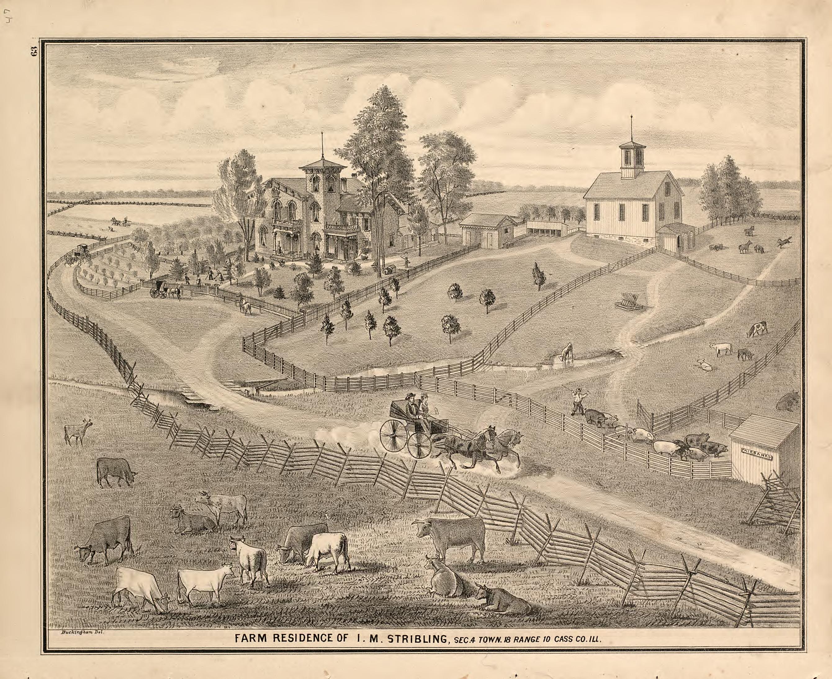 Views - 2 from Illustrated Atlas Map of Cass County, Illinois : Carefully Compiled from Personal Examinations and Surveys 1874 by Relic Map Company