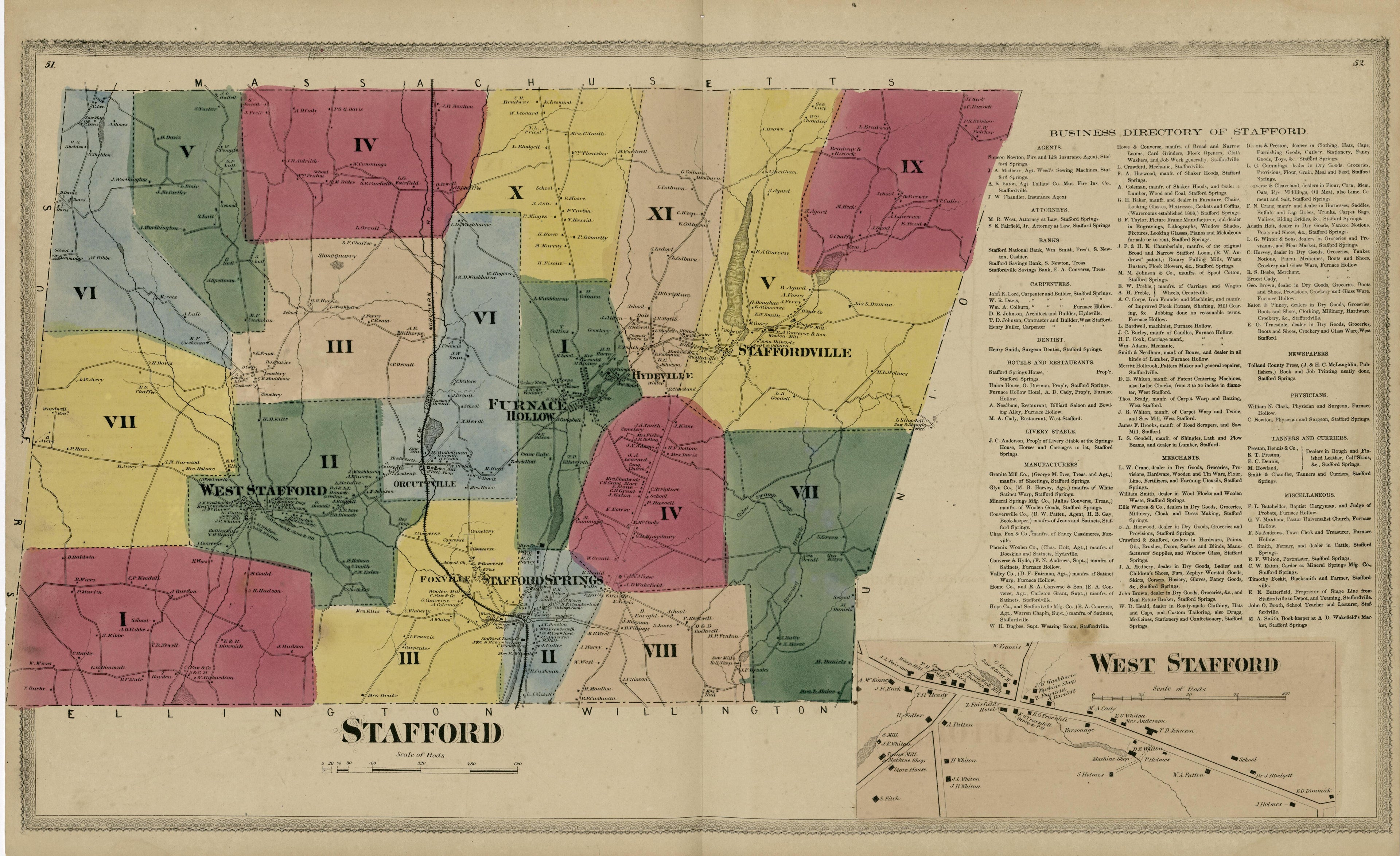 Stafford from Atlas of Hartford and Tolland Counties : With a Map of Connecticut, from Actual Surveys 1869 by Relic Map Company