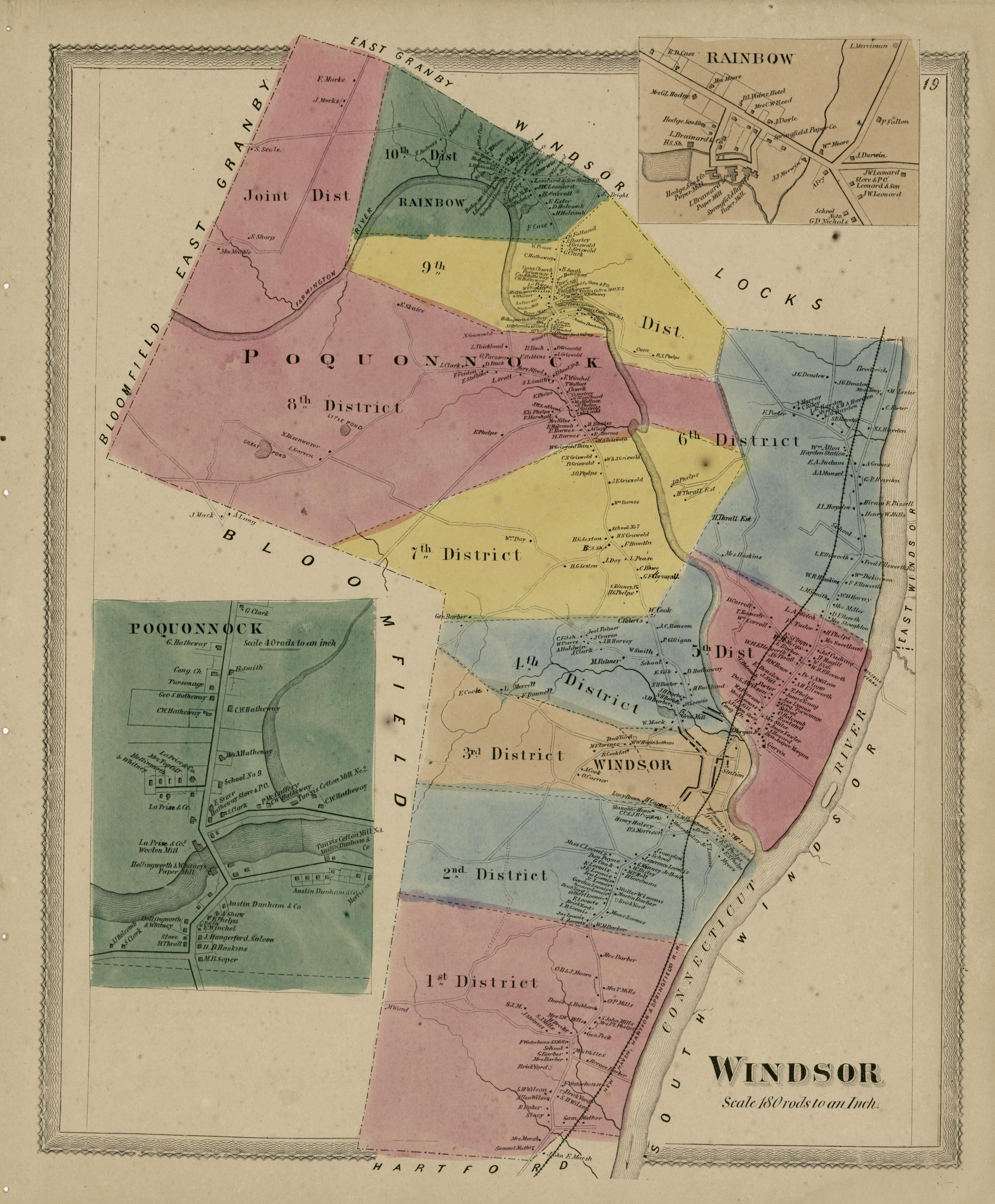 Windsor from Atlas of Hartford and Tolland Counties : With a Map of Connecticut, from Actual Surveys 1869 by Relic Map Company