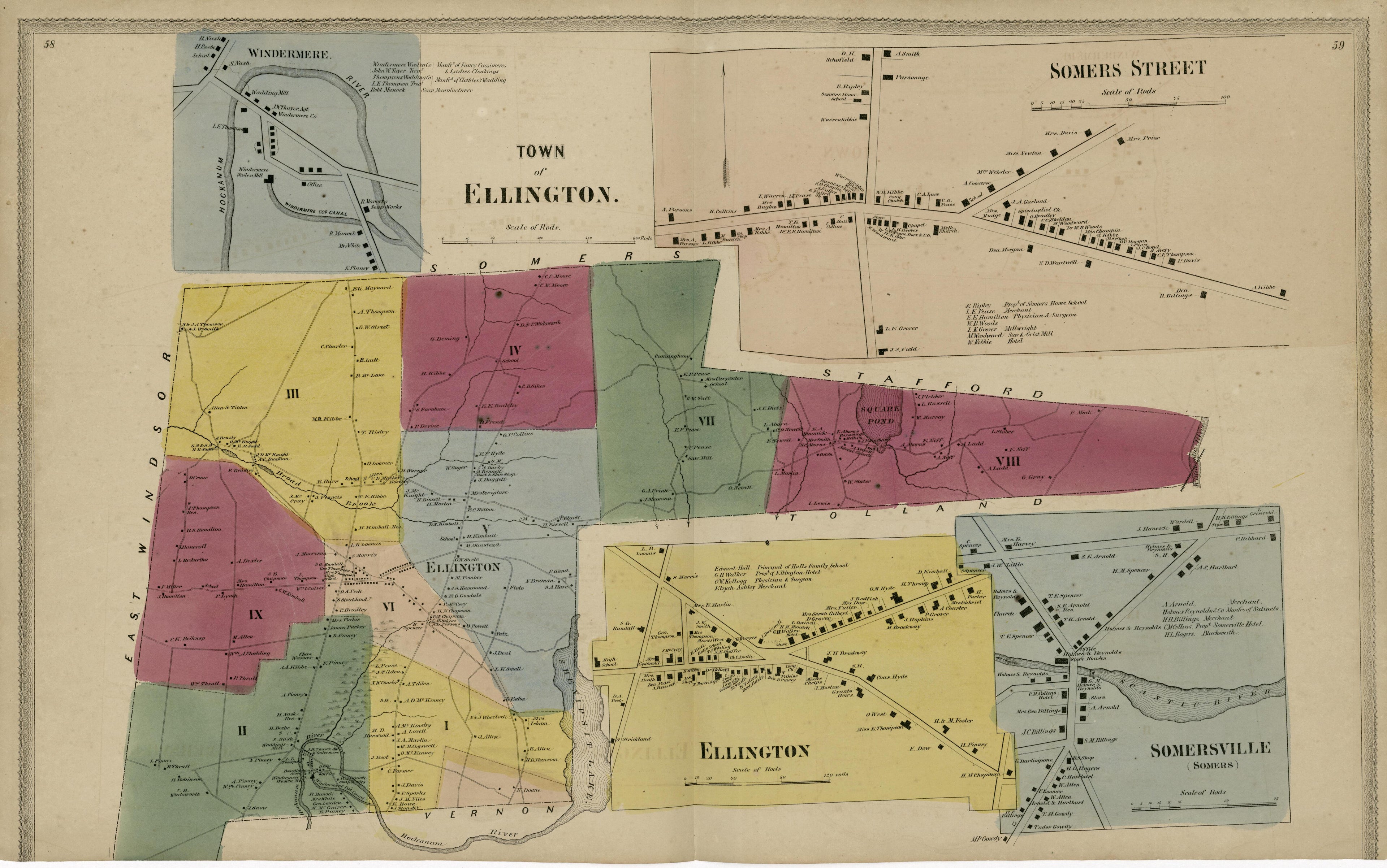 Town of Ellington from Atlas of Hartford and Tolland Counties : With a Map of Connecticut, from Actual Surveys 1869 by Relic Map Company