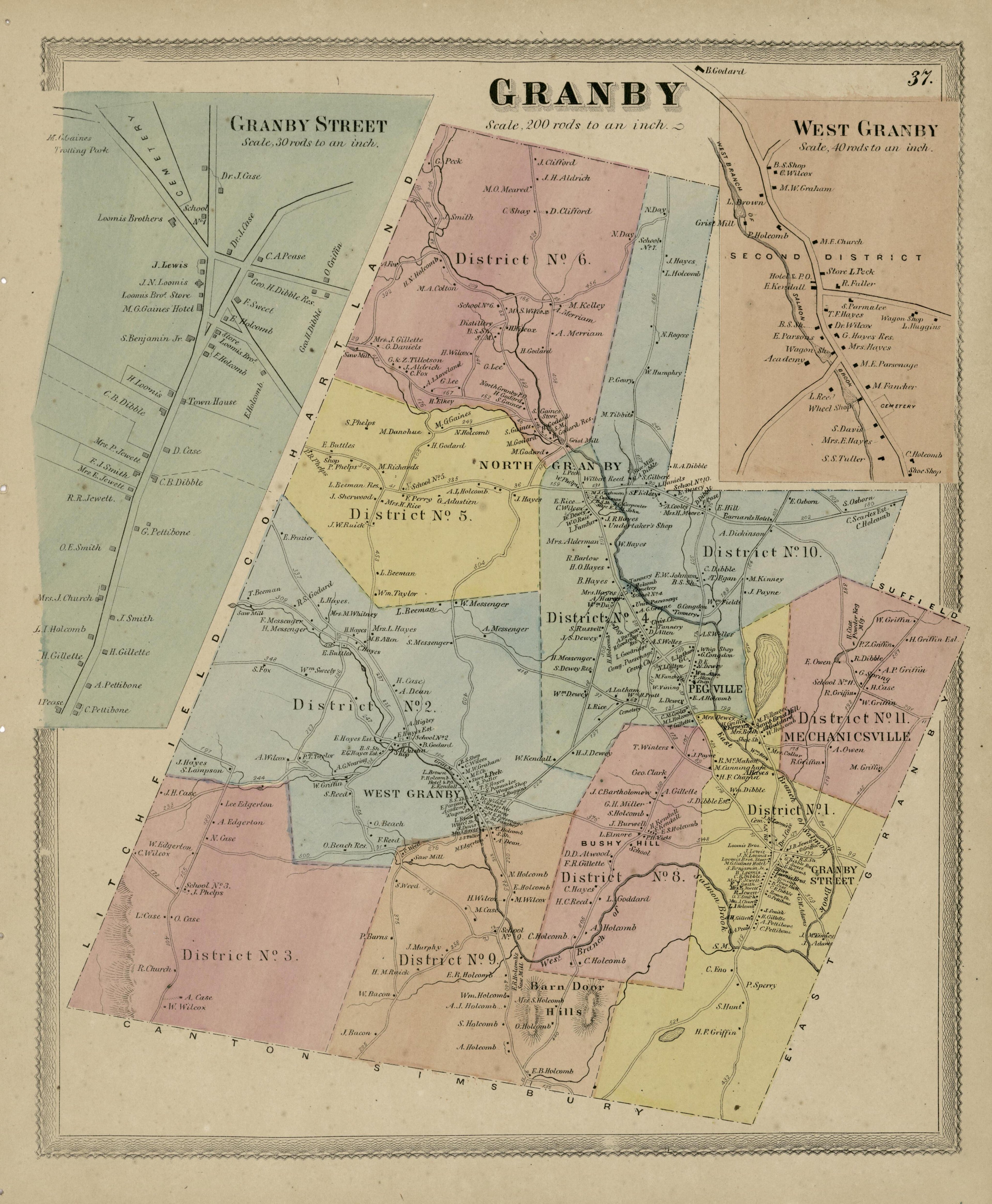 Granby from Atlas of Hartford and Tolland Counties : With a Map of Connecticut, from Actual Surveys 1869 by Relic Map Company
