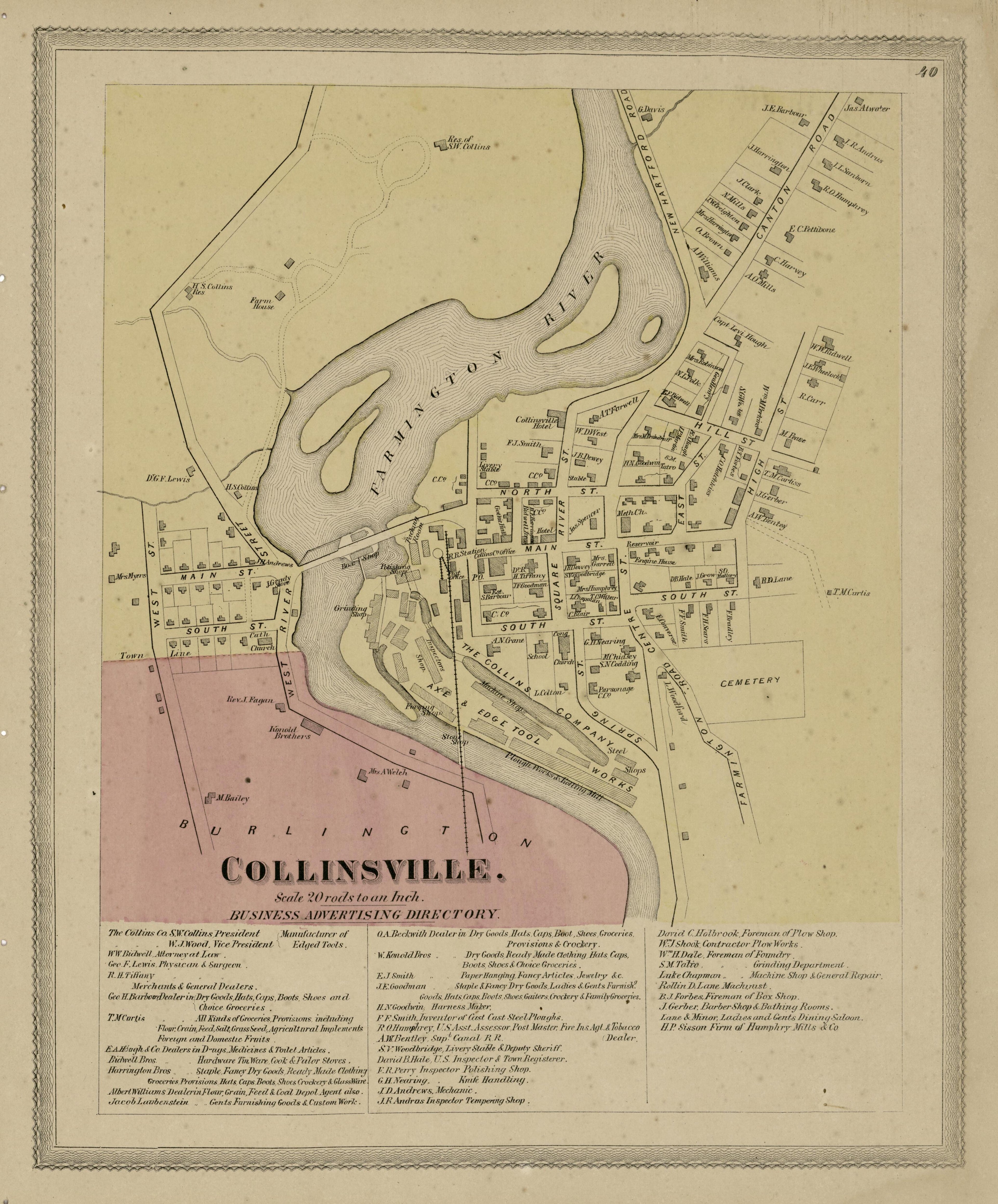 Collinsville from Atlas of Hartford and Tolland Counties : With a Map of Connecticut, from Actual Surveys 1869 by Relic Map Company