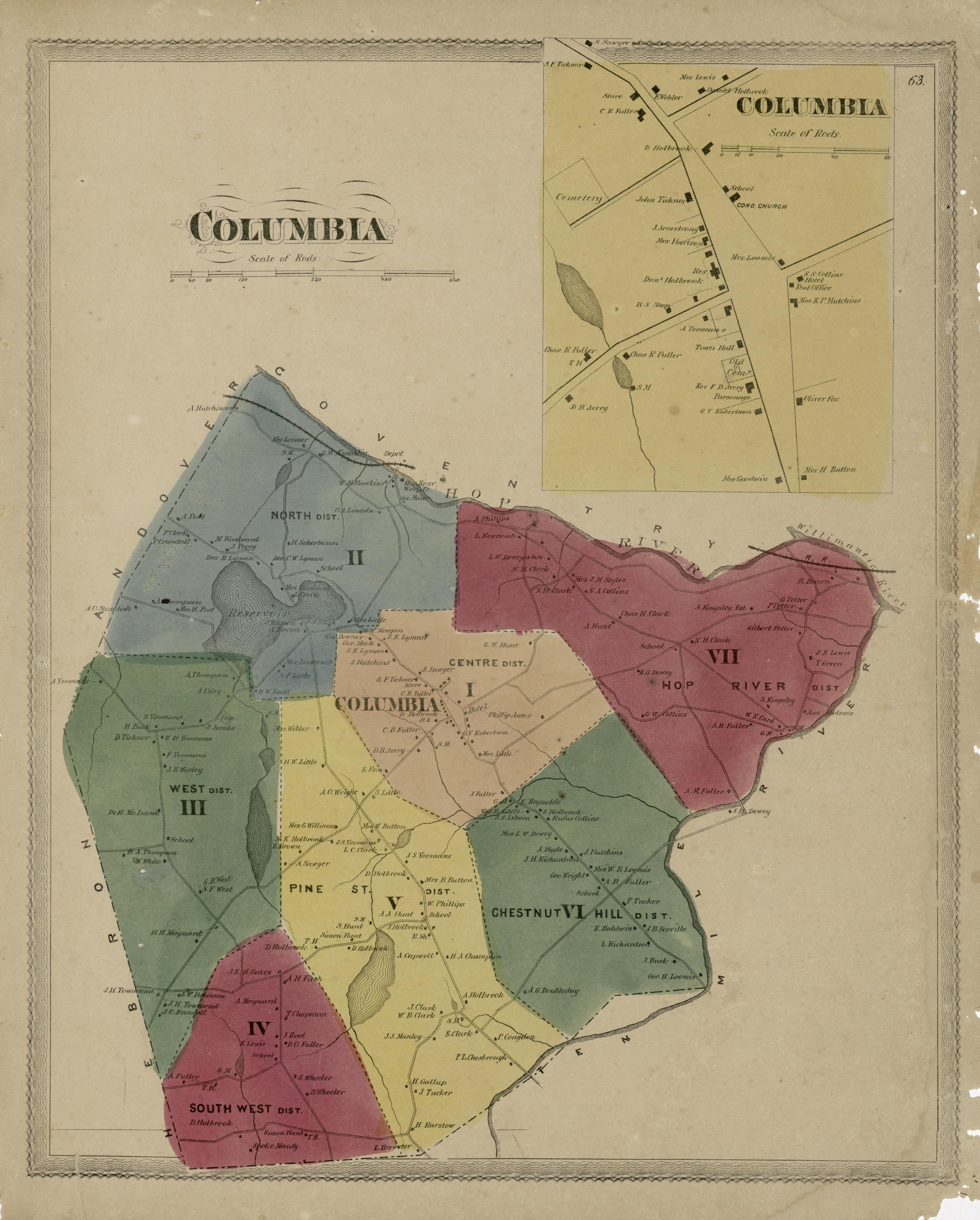 Columbia from Atlas of Hartford and Tolland Counties : With a Map of Connecticut, from Actual Surveys 1869 by Relic Map Company