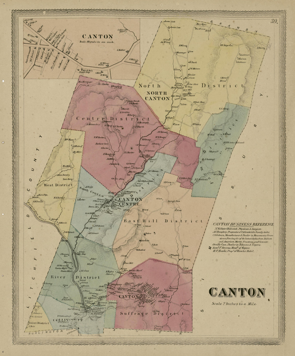 Canton from Atlas of Hartford and Tolland Counties : With a Map of Connecticut, from Actual Surveys 1869 by Relic Map Company