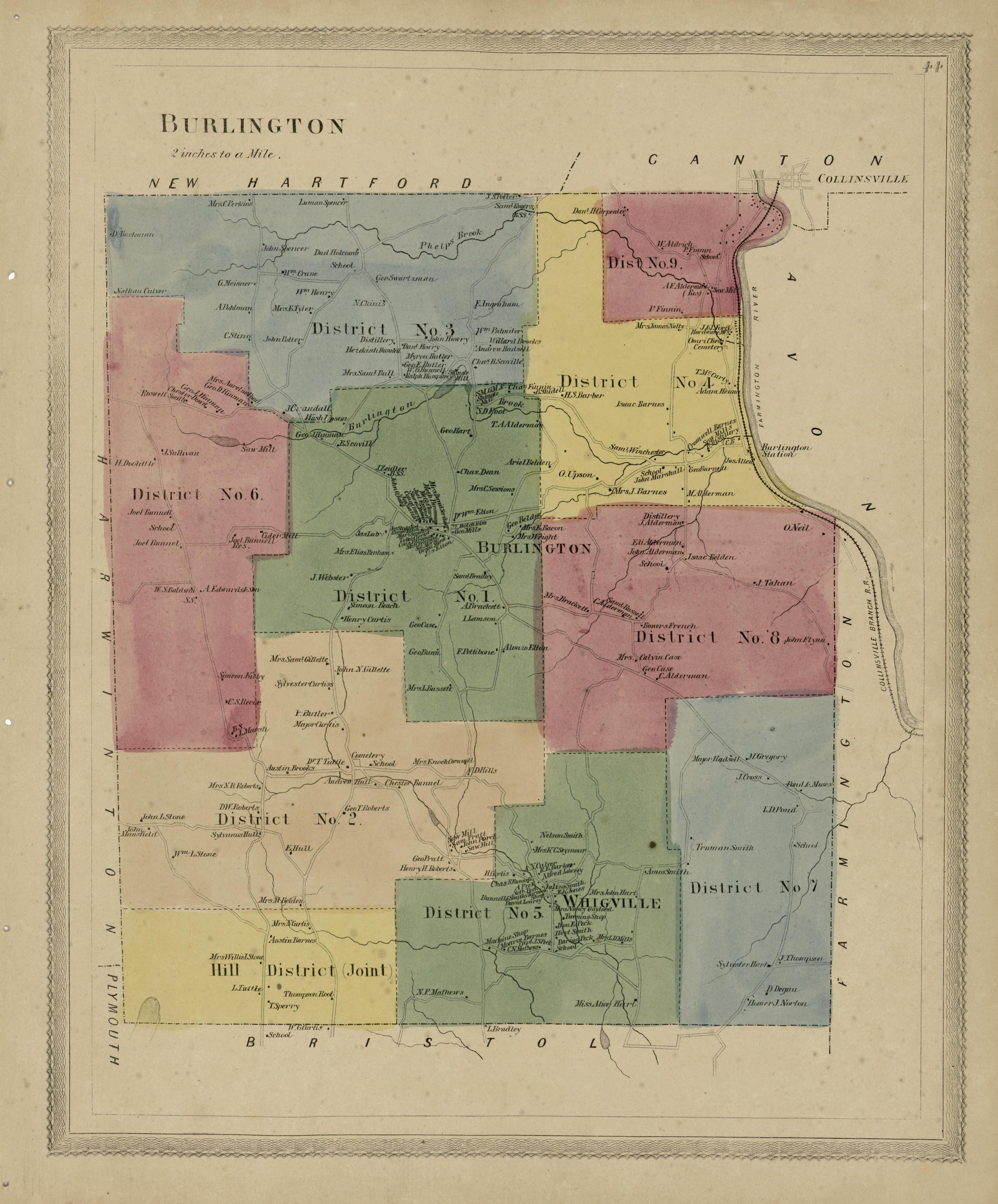 Burlington from Atlas of Hartford and Tolland Counties : With a Map of Connecticut, from Actual Surveys 1869 by Relic Map Company