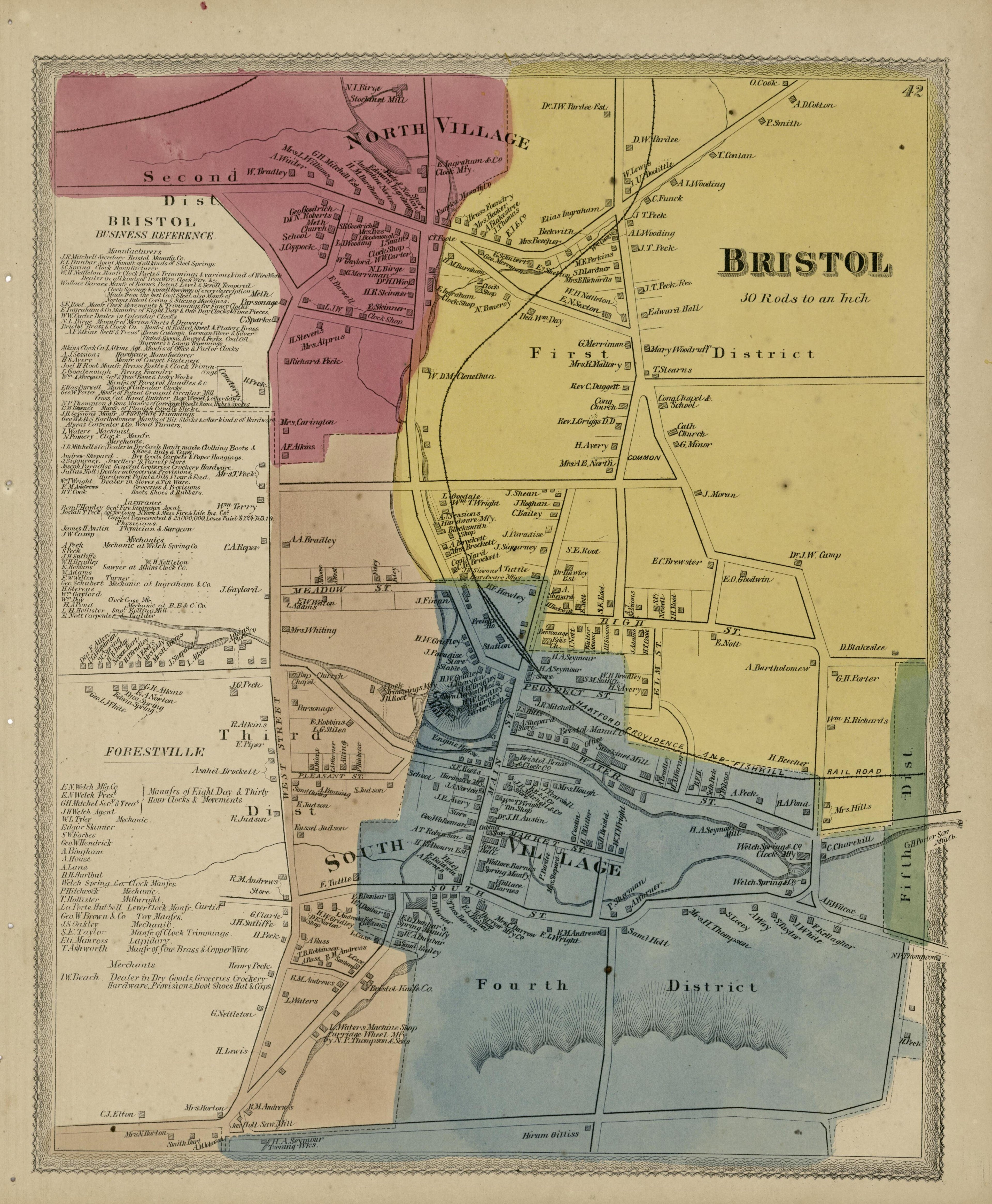 Bristol from Atlas of Hartford and Tolland Counties : With a Map of Connecticut, from Actual Surveys 1869 by Relic Map Company