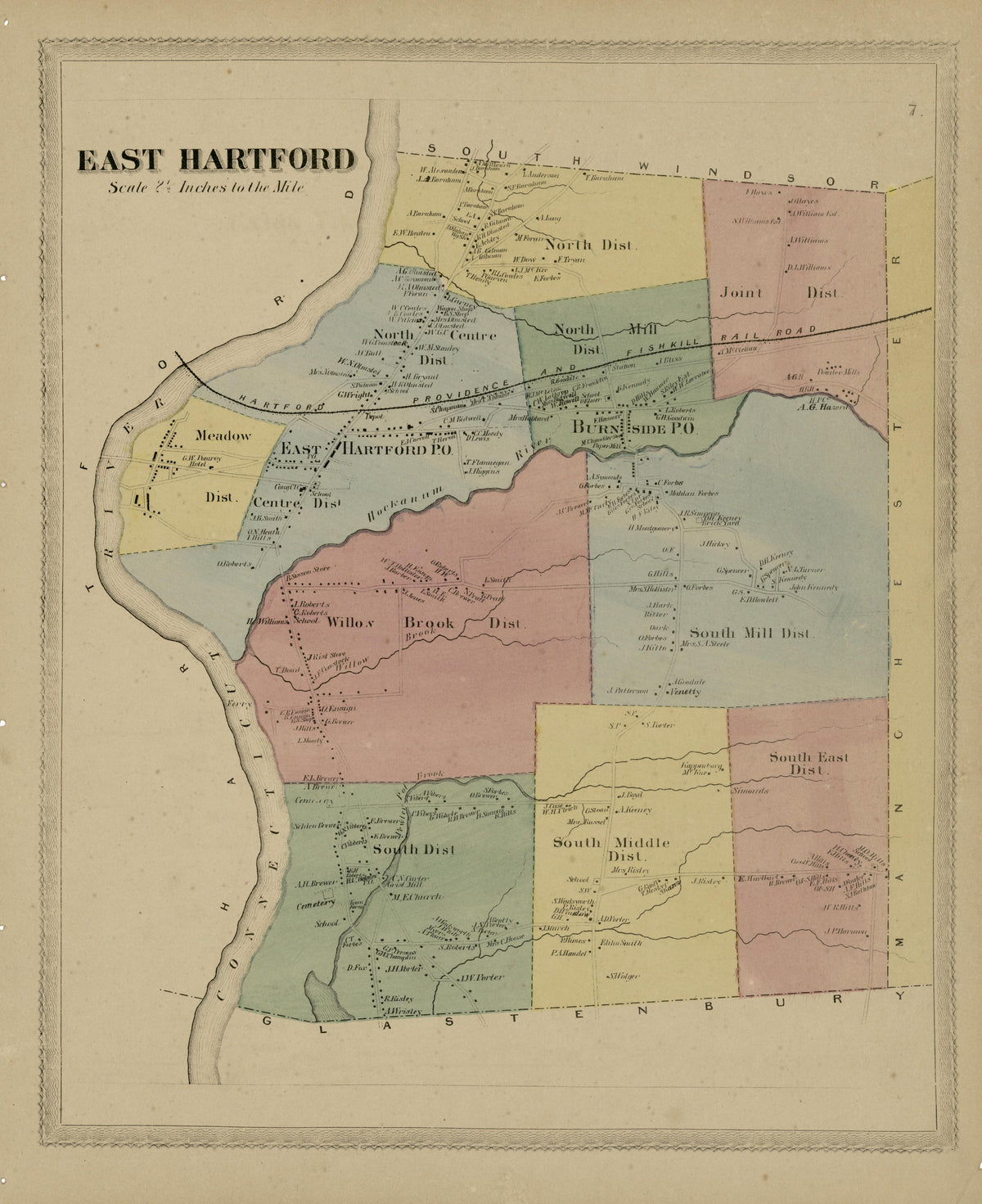 East Hartford from Atlas of Hartford and Tolland Counties : With a Map of Connecticut, from Actual Surveys 1869 by Relic Map Company