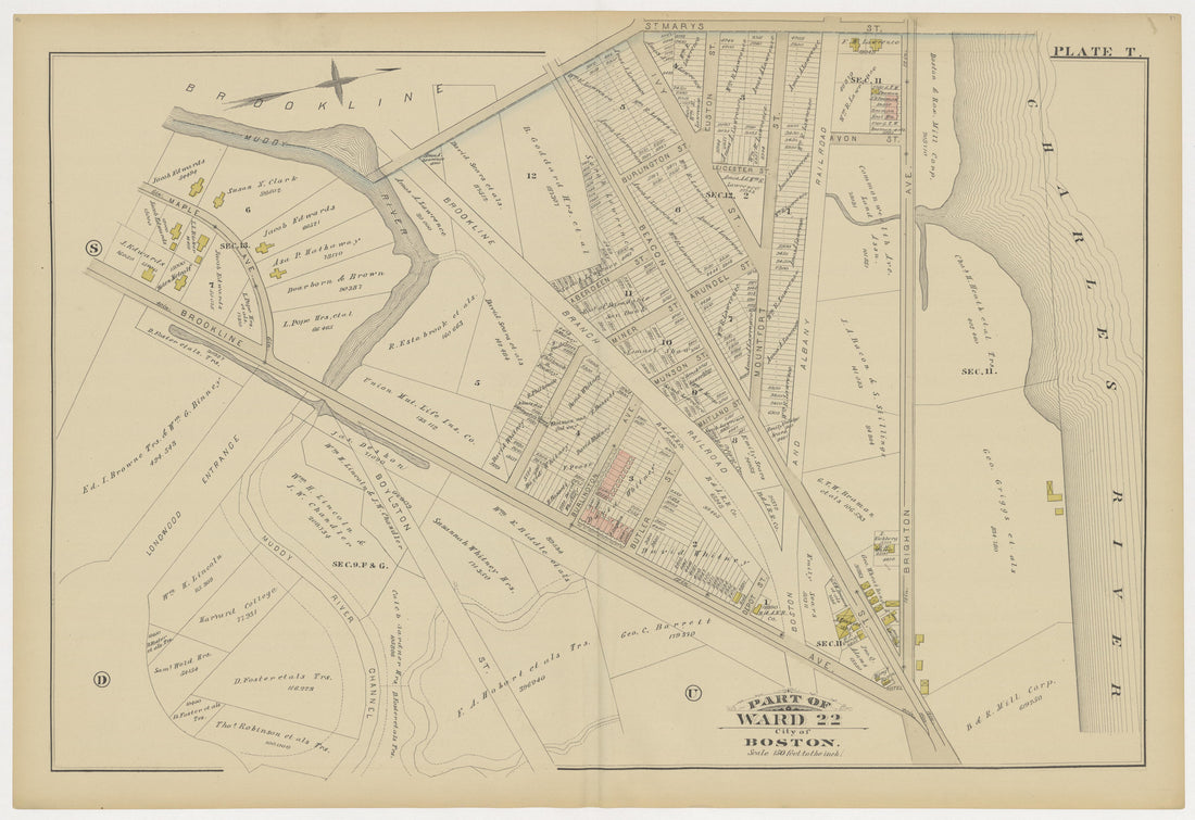 This old map of Boston, Brighton, Charlestown, Dorchester, Massachusetts, Roxbury, , West Roxbury was created by G.W. Bromley & Co in 1883
