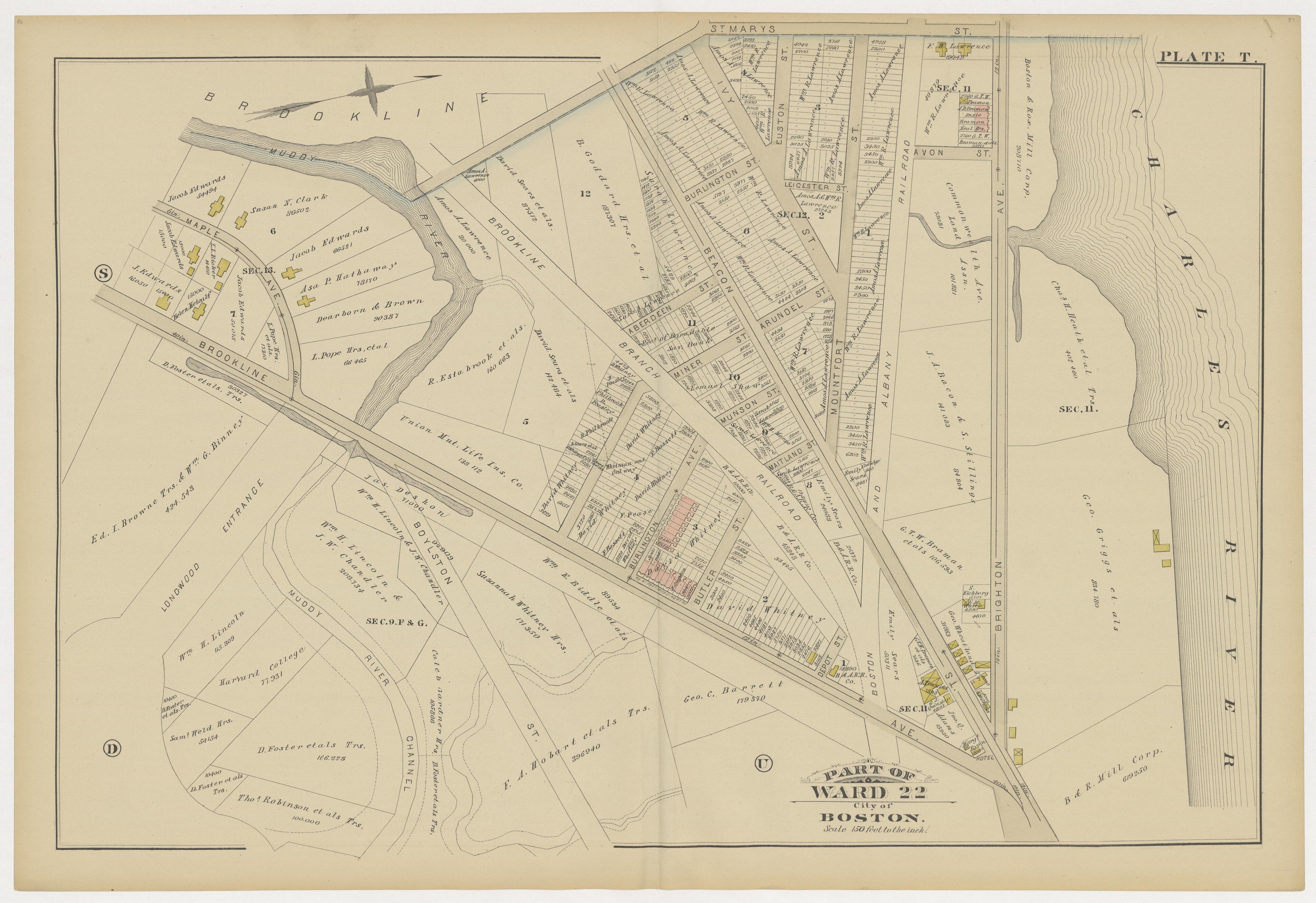 This old map of Boston, Brighton, Charlestown, Dorchester, Massachusetts, Roxbury, , West Roxbury was created by G.W. Bromley & Co in 1883
