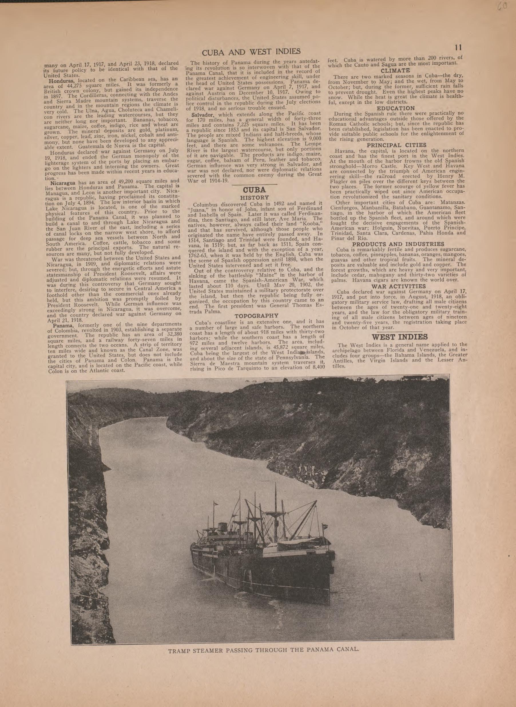 Text On Cuba and West Indies from Atlas of Plymouth County, Iowa : Containing Maps of Townships of the County, Maps of State, United States and World : Farmers Directory 1921 by Relic Map Company