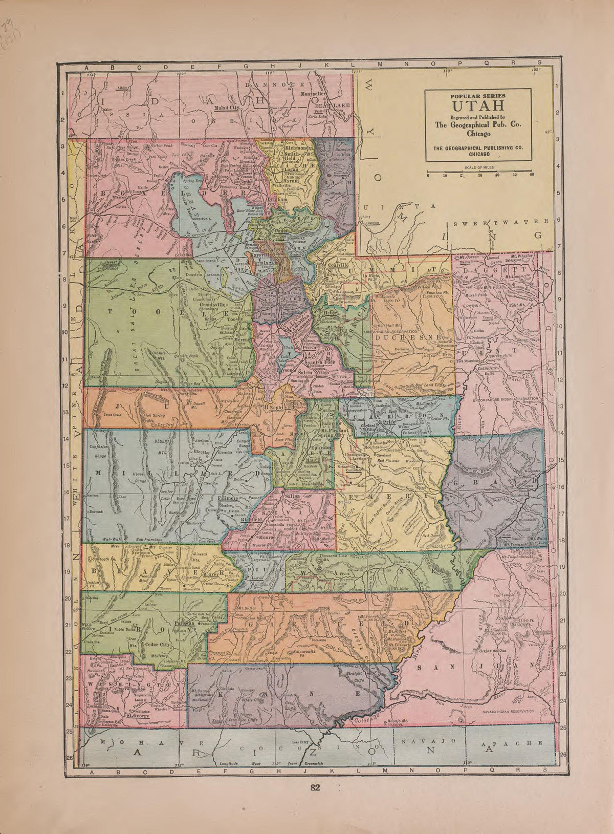 Utah from Atlas of Plymouth County, Iowa : Containing Maps of Townships of the County, Maps of State, United States and World : Farmers Directory 1921 by Relic Map Company