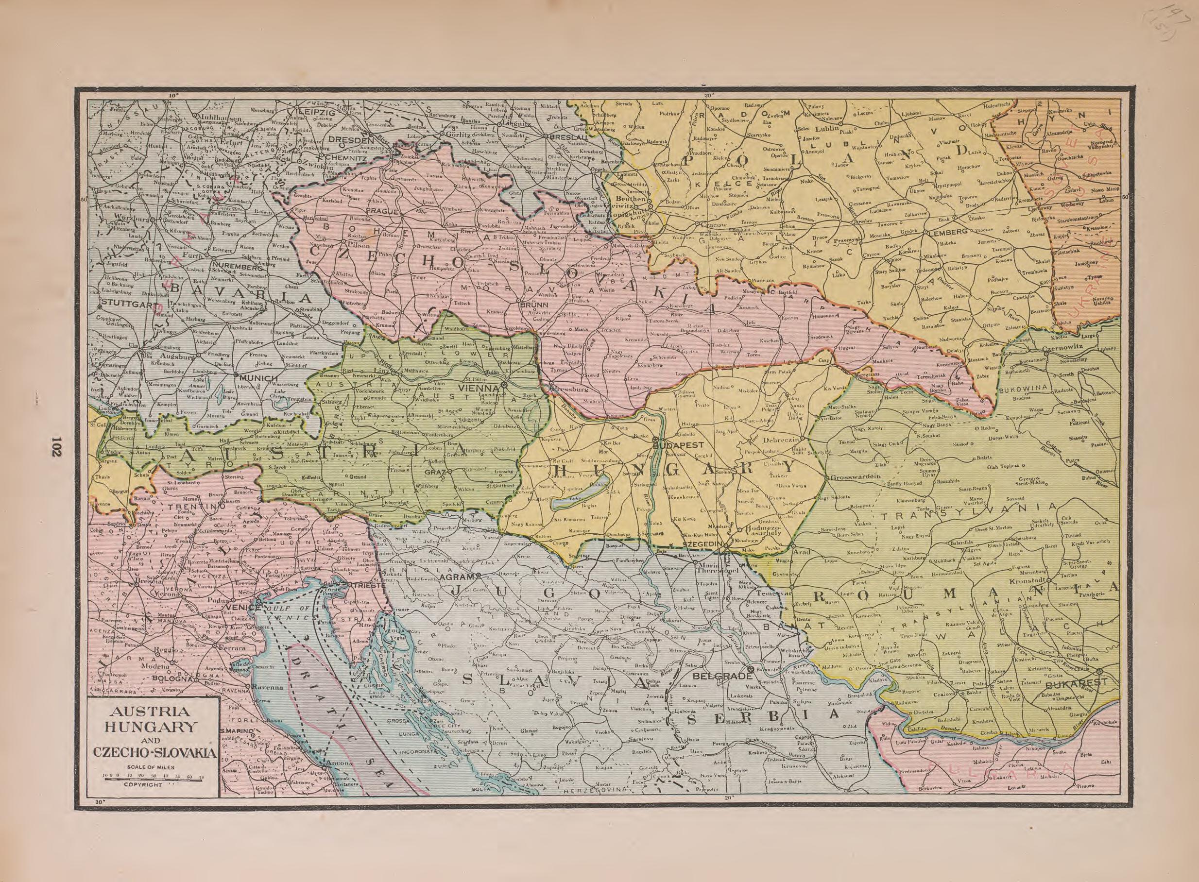 Austria and Hungary from Atlas of Plymouth County, Iowa : Containing Maps of Townships of the County, Maps of State, United States and World : Farmers Directory 1921 by Relic Map Company
