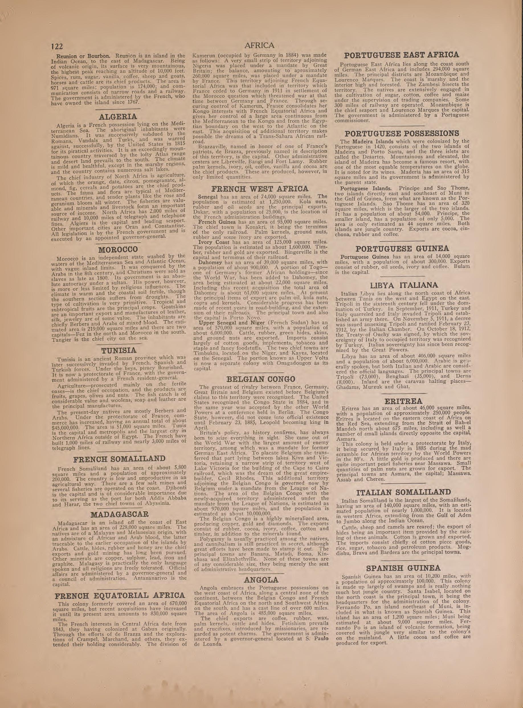 Text On Africa--continued from Atlas of Plymouth County, Iowa : Containing Maps of Townships of the County, Maps of State, United States and World : Farmers Directory 1921 by Relic Map Company
