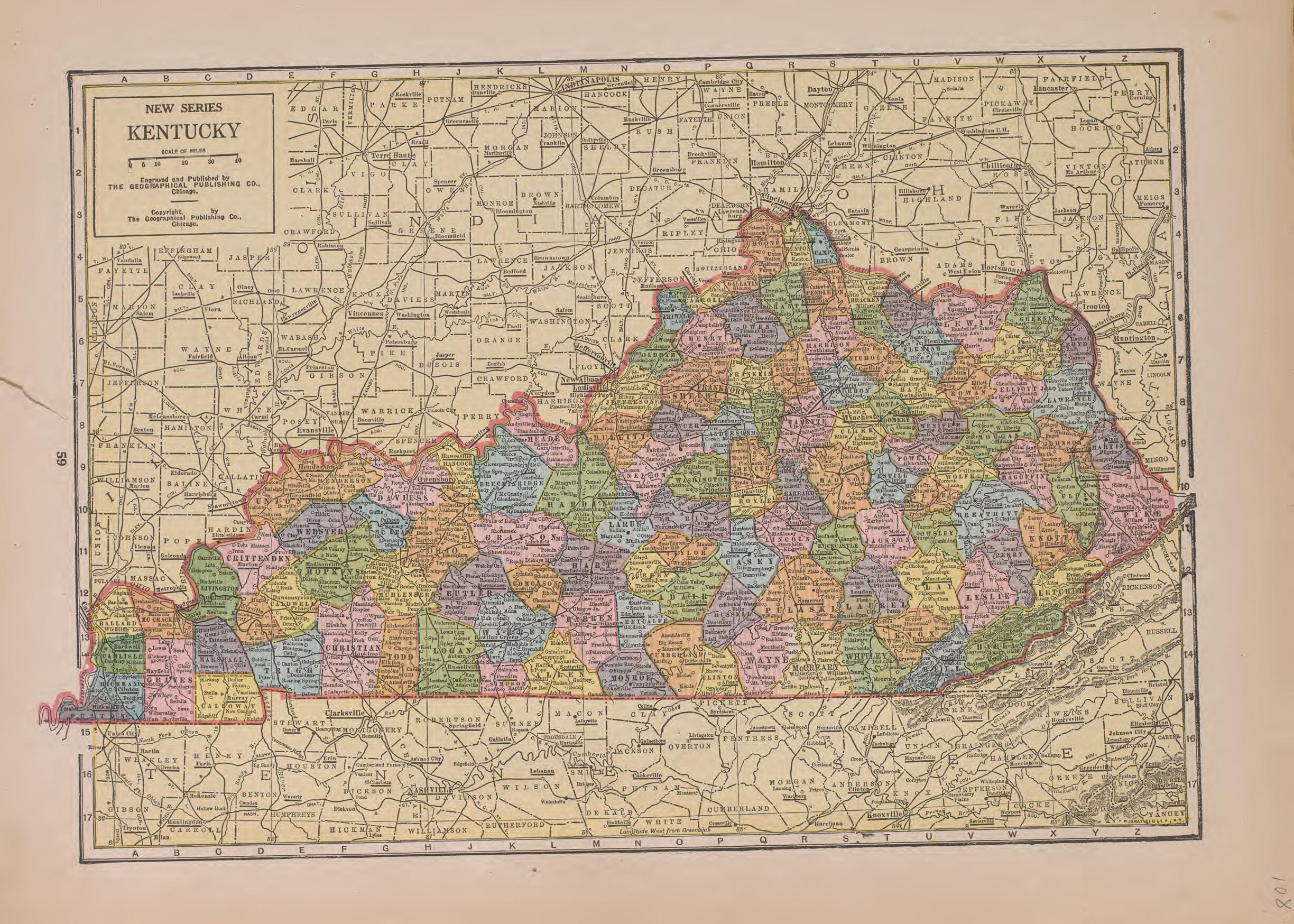Kentucky from Atlas of Plymouth County, Iowa : Containing Maps of Townships of the County, Maps of State, United States and World : Farmers Directory 1921 by Relic Map Company
