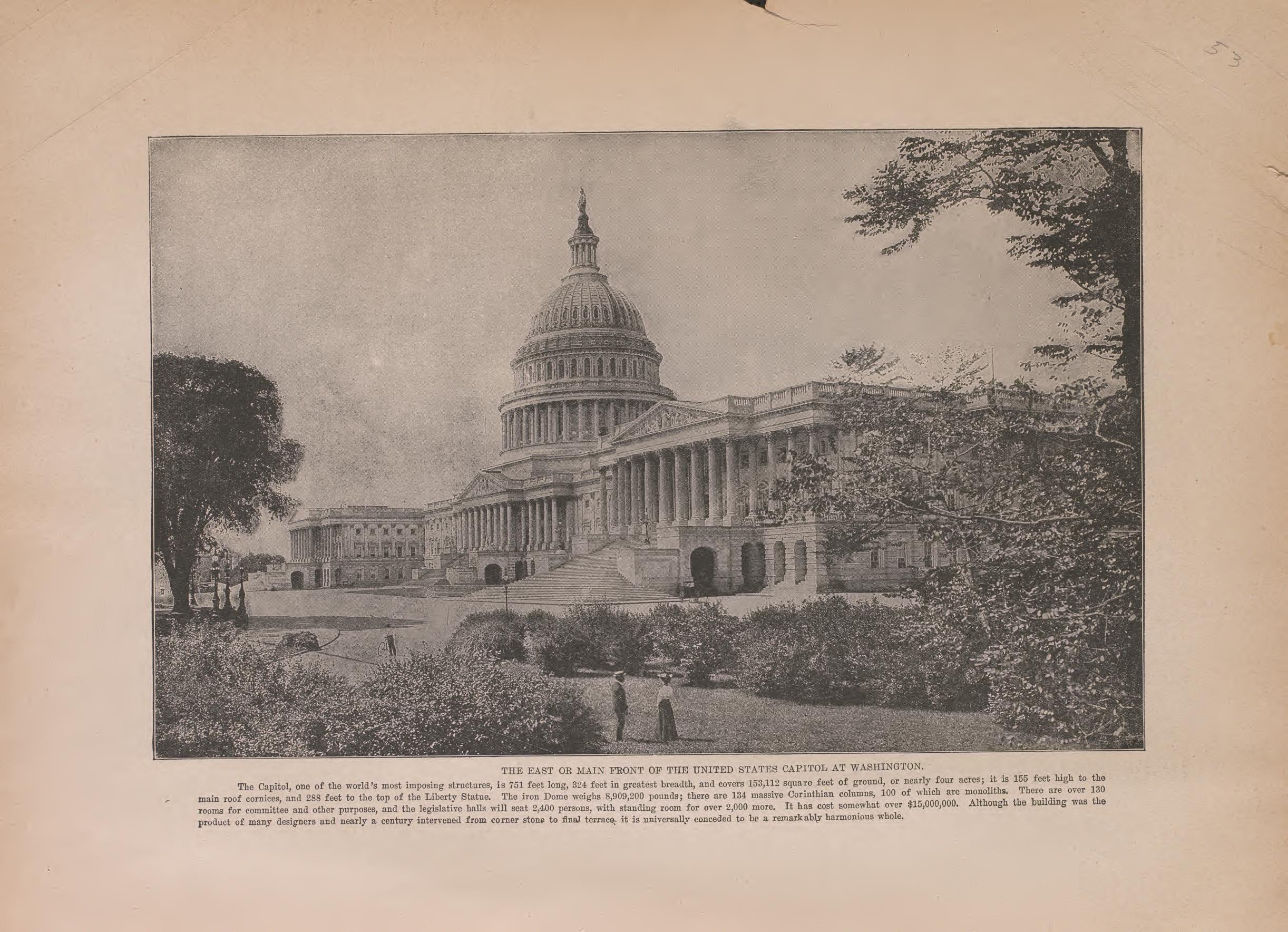 View of the Front of the Capitol, Washington DC from Atlas of Plymouth County, Iowa : Containing Maps of Townships of the County, Maps of State, United States and World : Farmers Directory 1921 by Relic Map Company