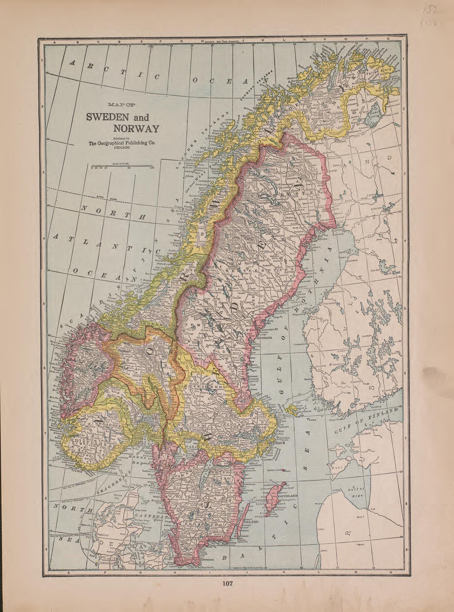 Sweden and Norway from Atlas of Plymouth County, Iowa : Containing Maps of Townships of the County, Maps of State, United States and World : Farmers Directory 1921 by Relic Map Company
