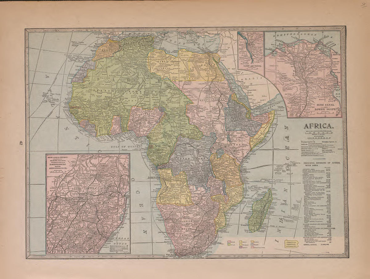 Africa from Atlas of Plymouth County, Iowa : Containing Maps of Townships of the County, Maps of State, United States and World : Farmers Directory 1921 by Relic Map Company