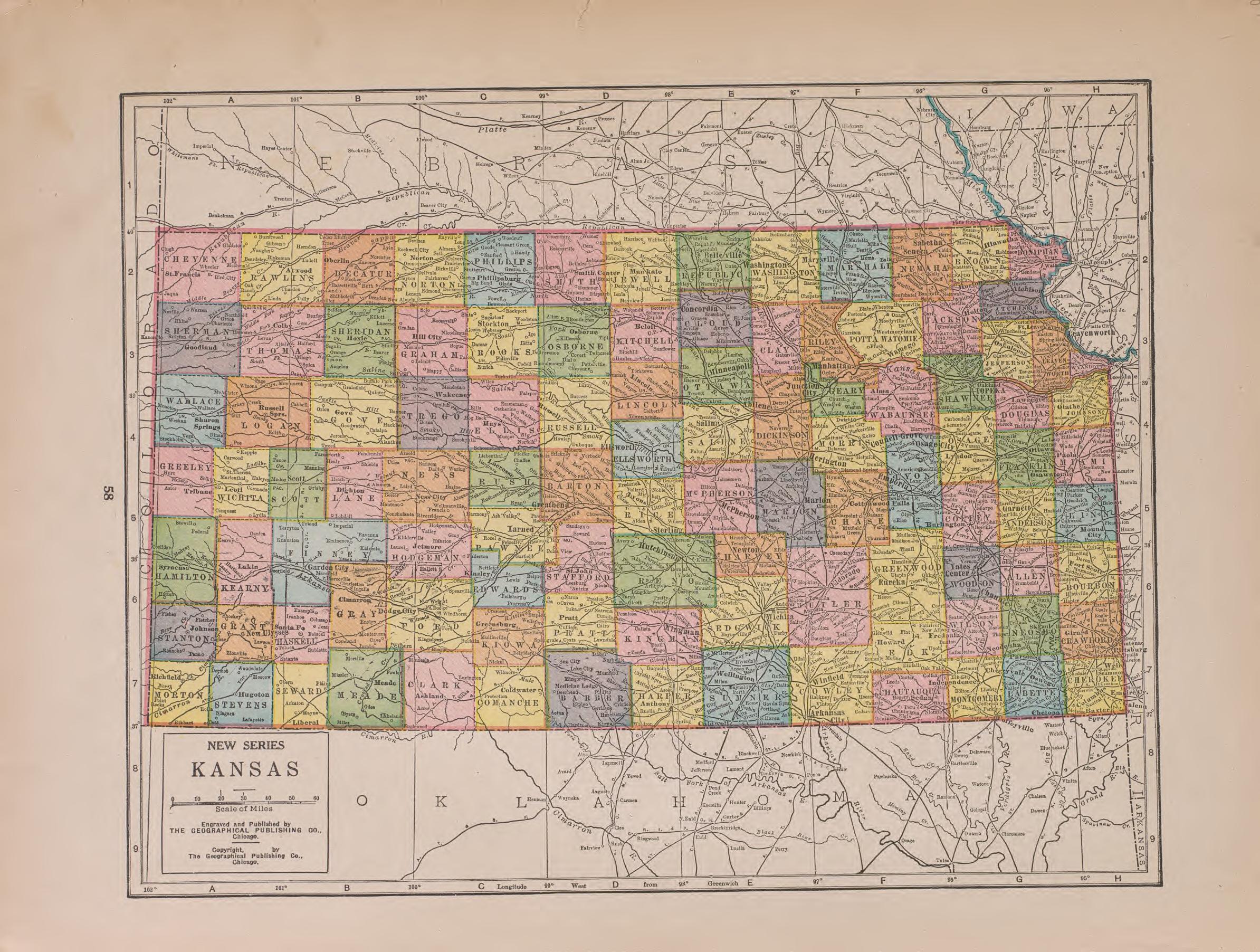 Kansas from Atlas of Plymouth County, Iowa : Containing Maps of Townships of the County, Maps of State, United States and World : Farmers Directory 1921 by Relic Map Company