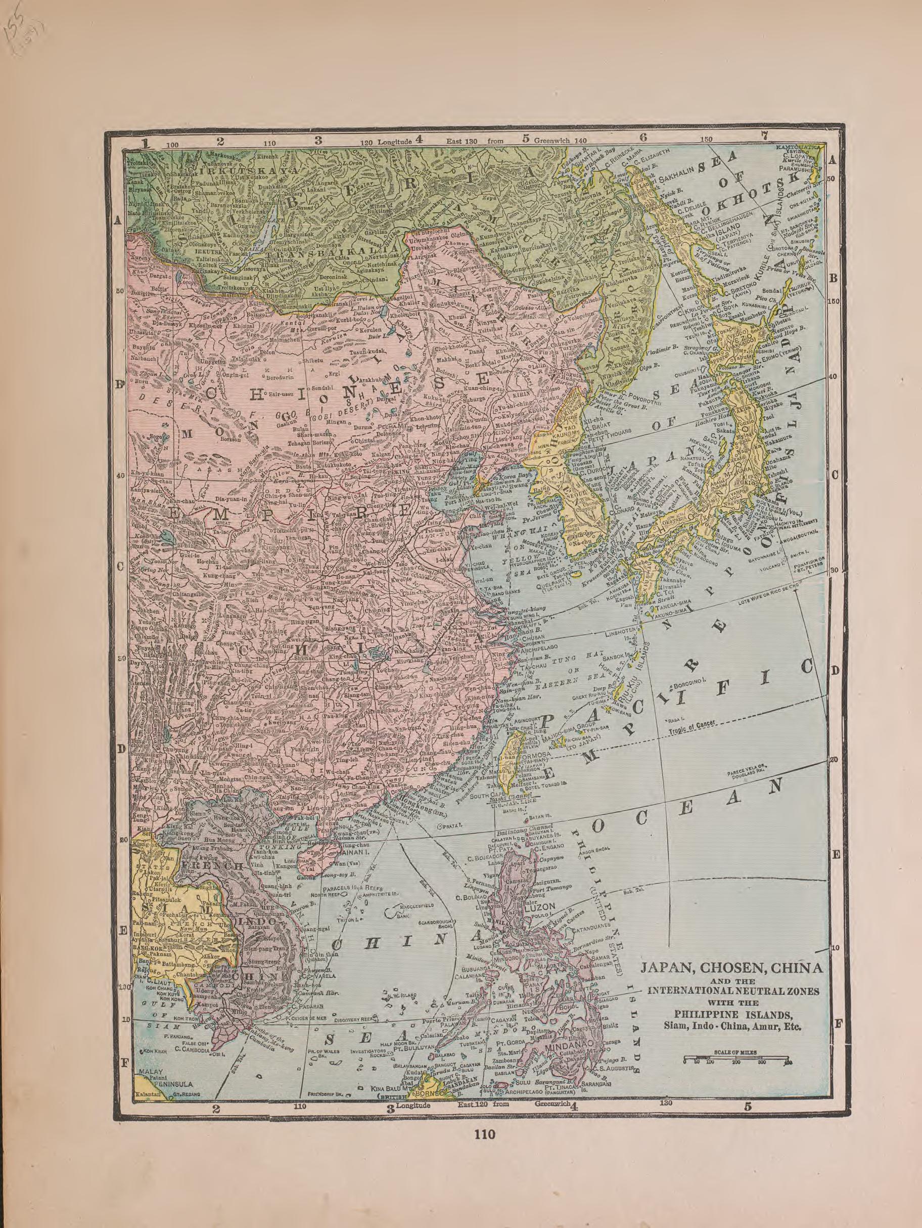 Japan and China from Atlas of Plymouth County, Iowa : Containing Maps of Townships of the County, Maps of State, United States and World : Farmers Directory 1921 by Relic Map Company